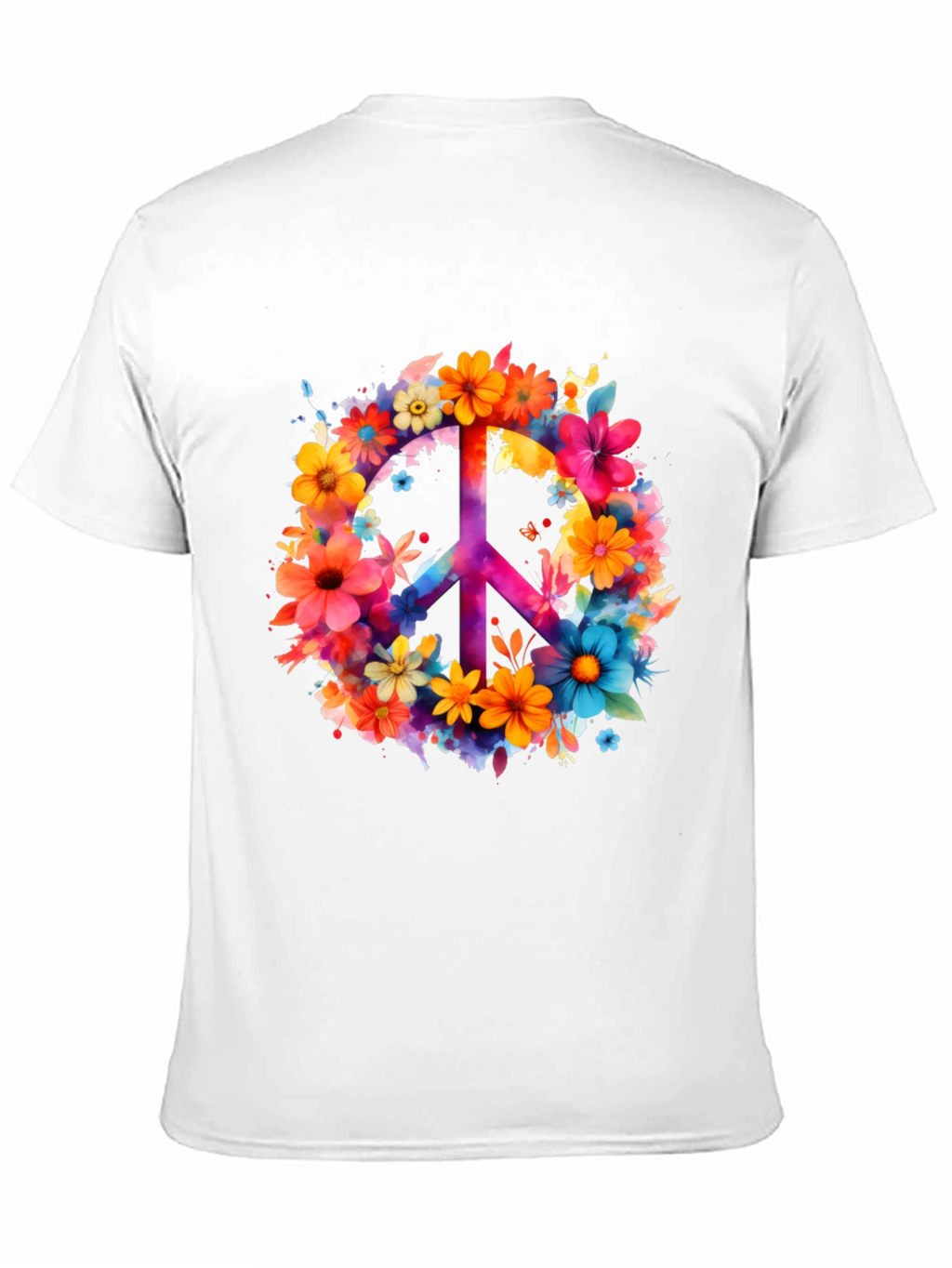 Floral Peace Sign Graphic Tee - Black
