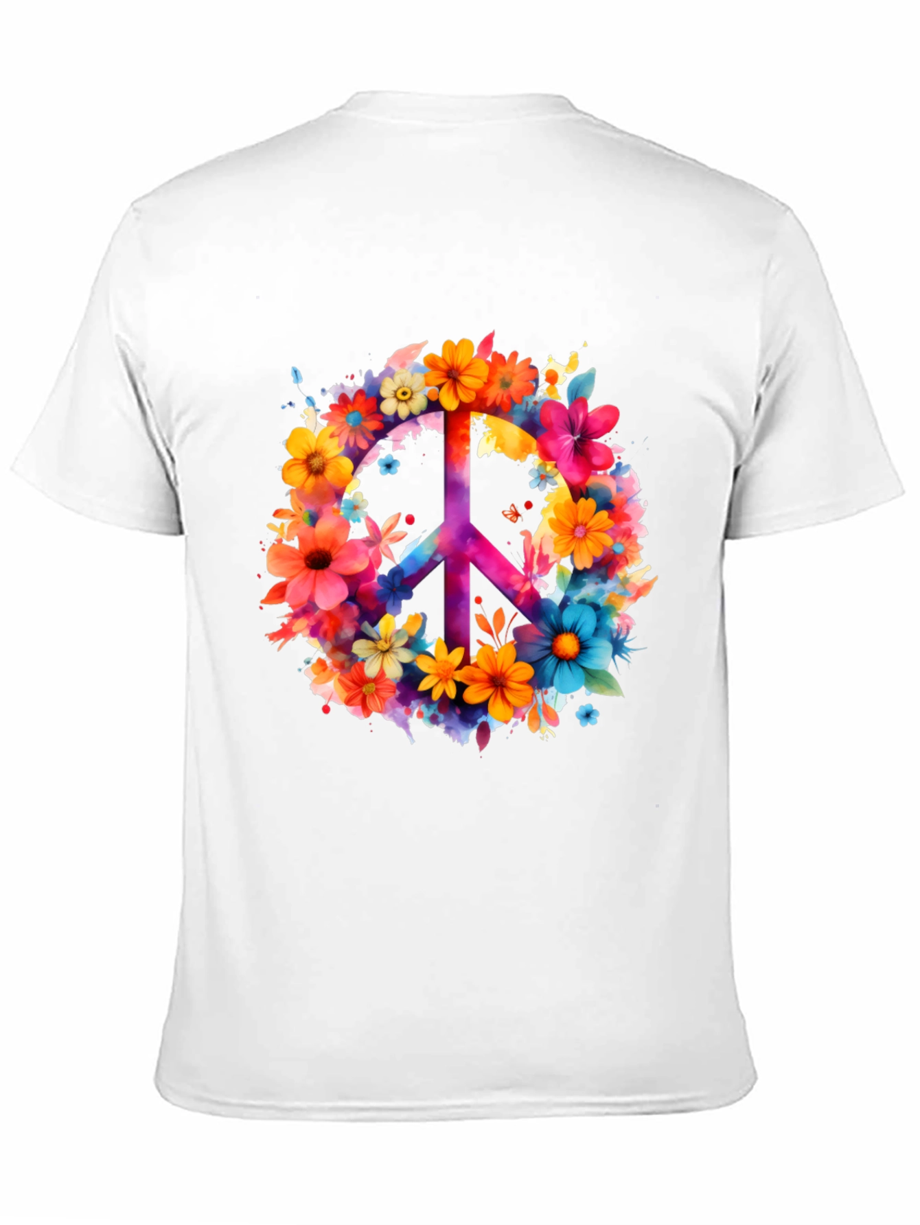 Floral Peace Sign Graphic Tee - Black