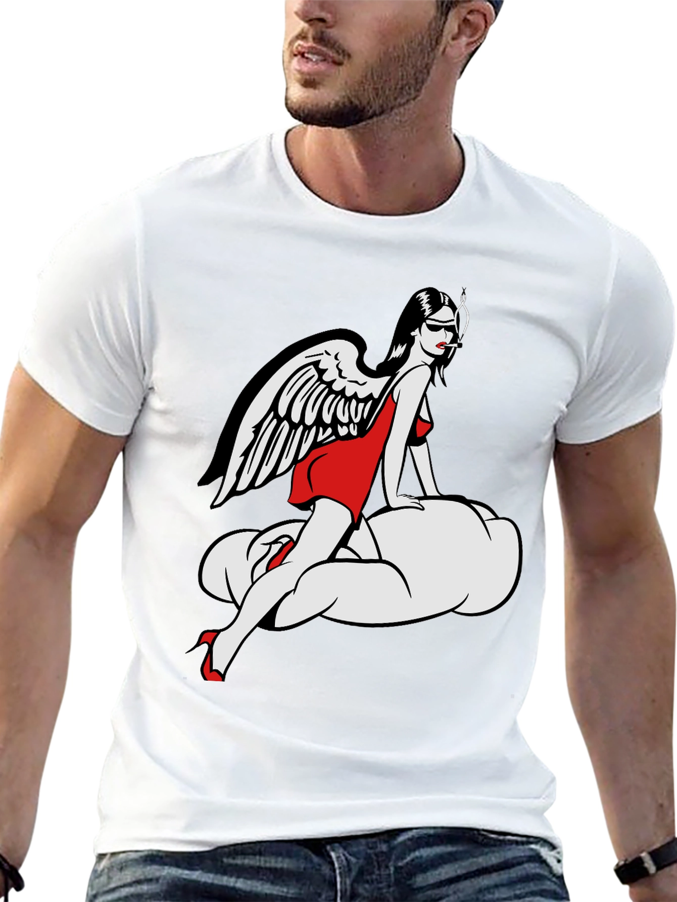 Angel on Cloud T-Shirt - Unique Graphic Tee
