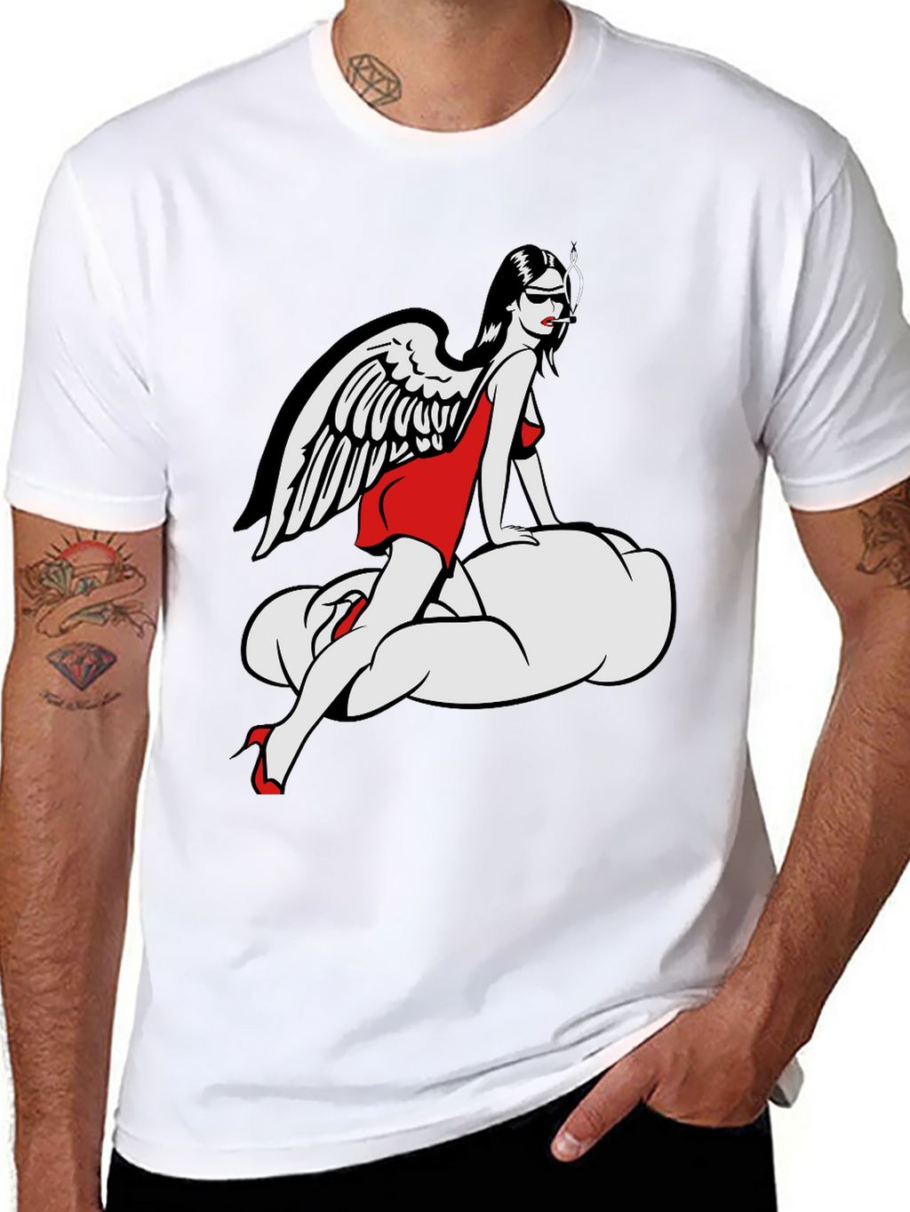 Angel on Cloud T-Shirt - Unique Graphic Tee