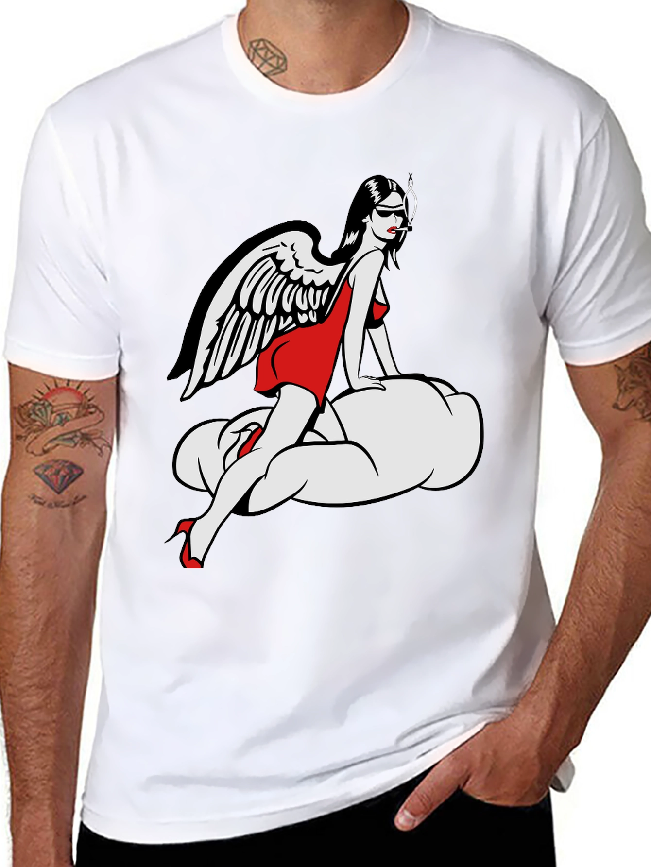 Angel on Cloud T-Shirt - Unique Graphic Tee