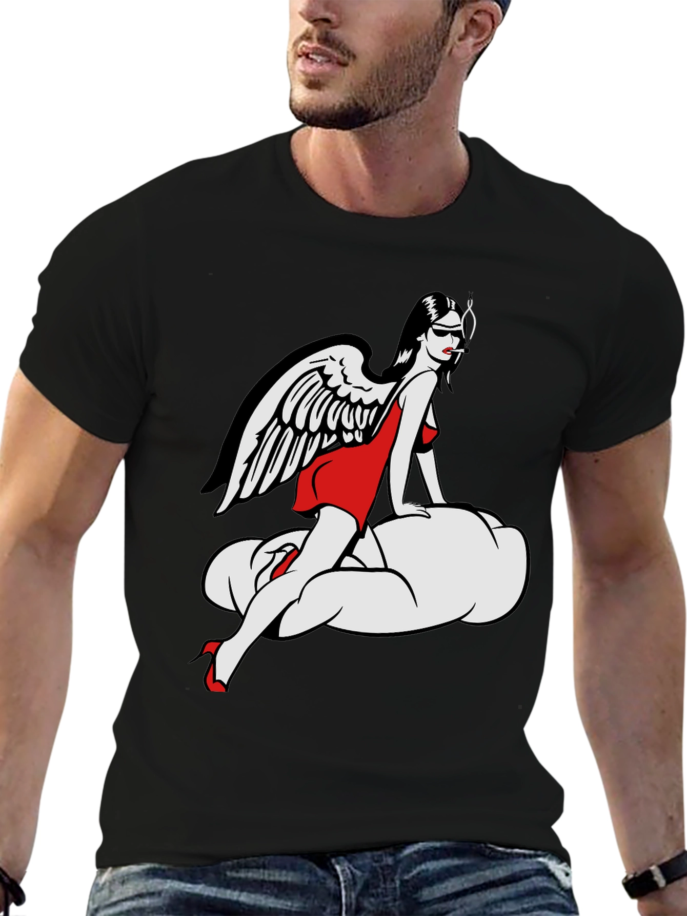 Angel on Cloud T-Shirt - Unique Graphic Tee