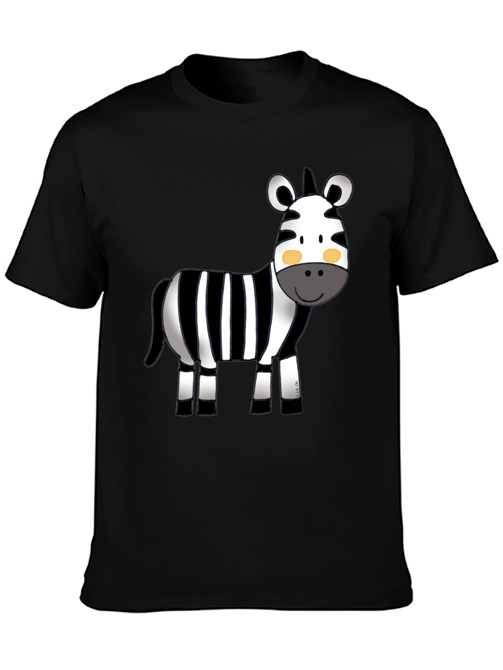 Cute Zebra Graphic Tee - Black Cotton T-Shirt