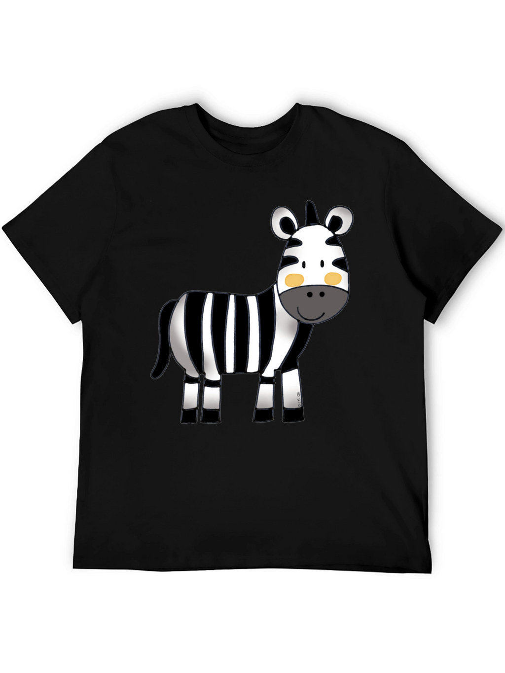 Cute Zebra Graphic Tee - Black Cotton T-Shirt