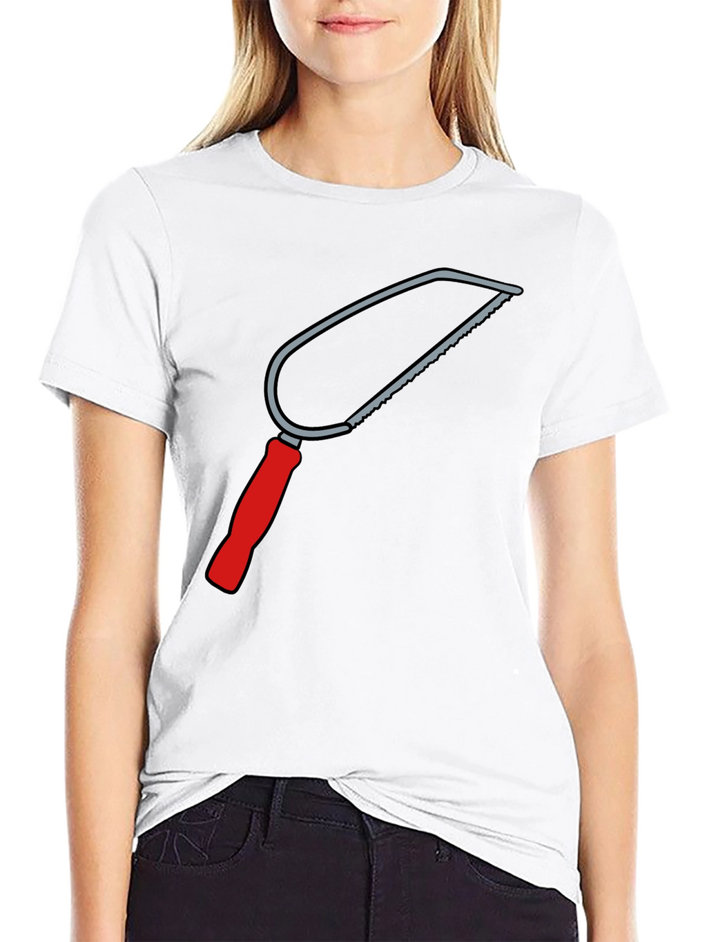 Saw Graphic Tee - Black Cotton Crew Neck