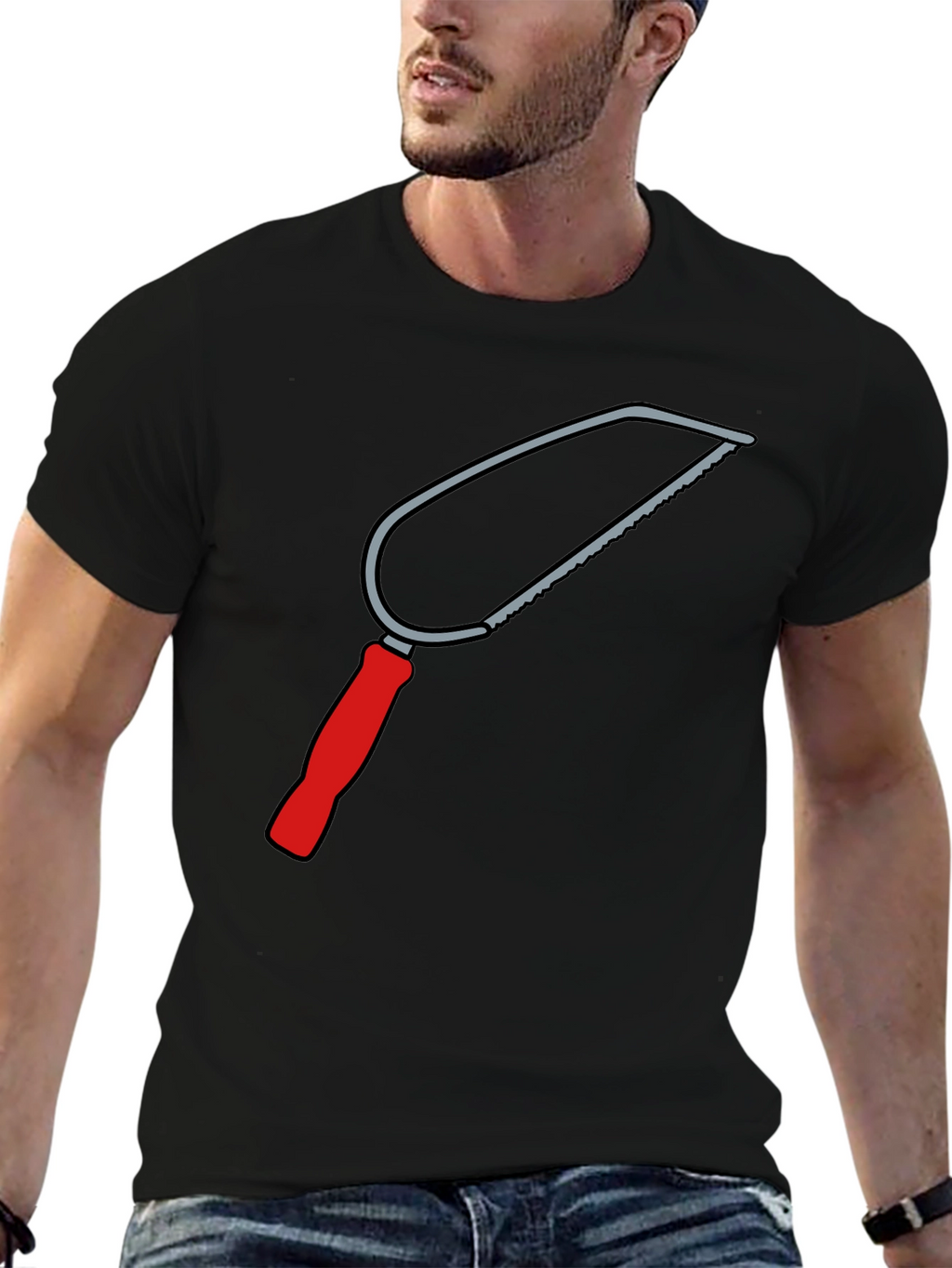 Saw Graphic Tee - Black Cotton Crew Neck