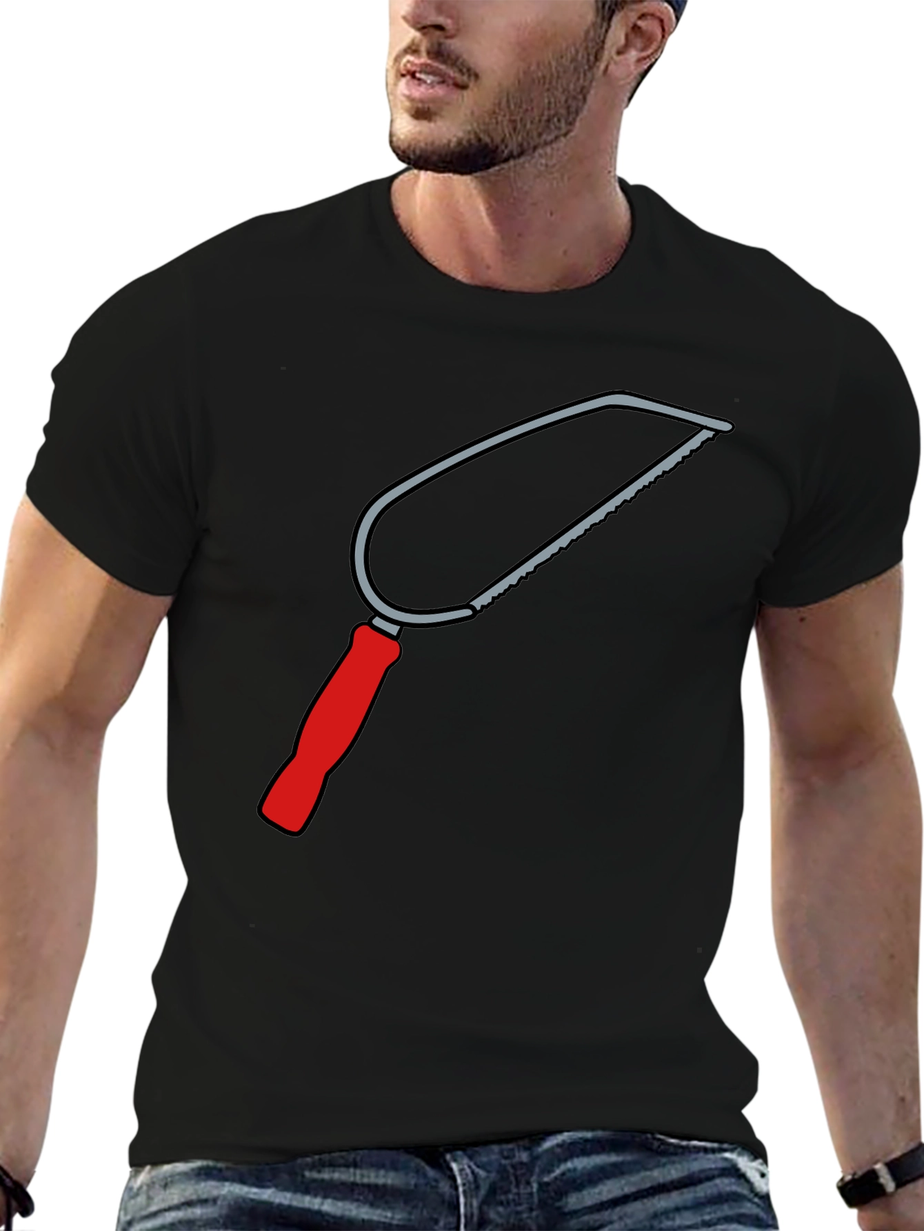 Saw Graphic Tee - Black Cotton Crew Neck