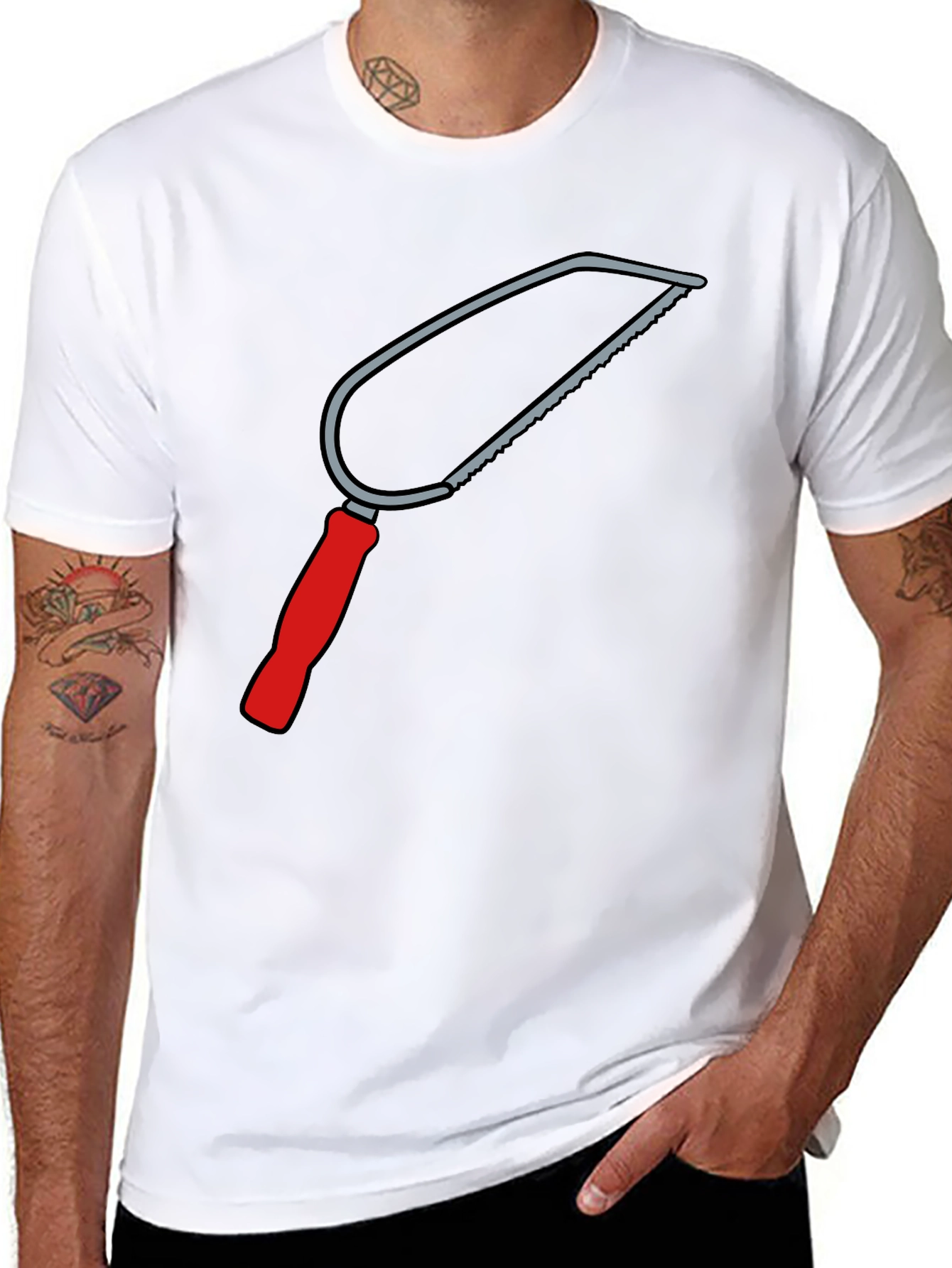 Saw Graphic Tee - Black Cotton Crew Neck
