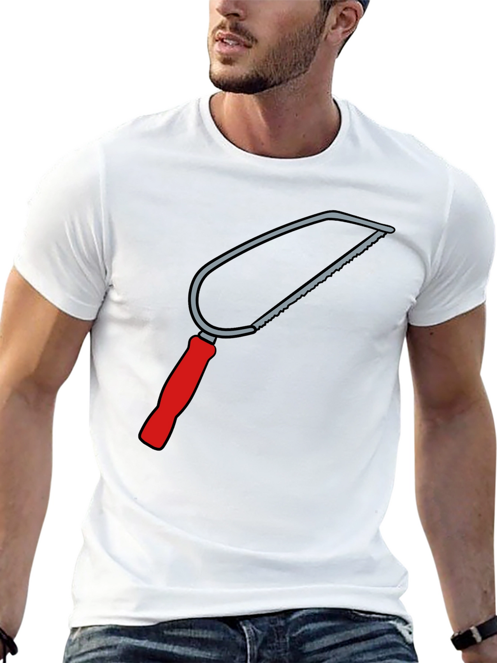 Saw Graphic Tee - Black Cotton Crew Neck