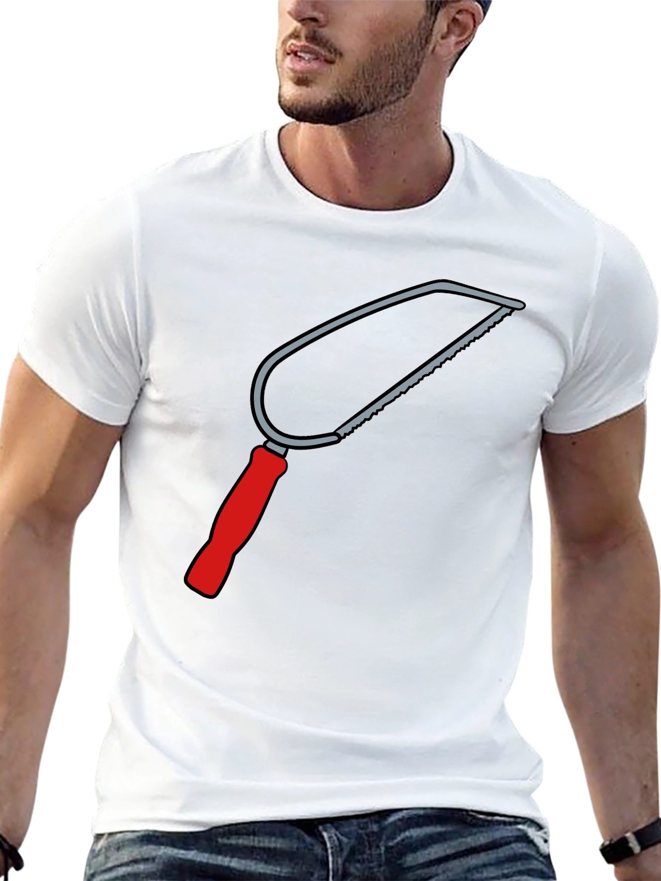 Saw Graphic Tee - Black Cotton Crew Neck