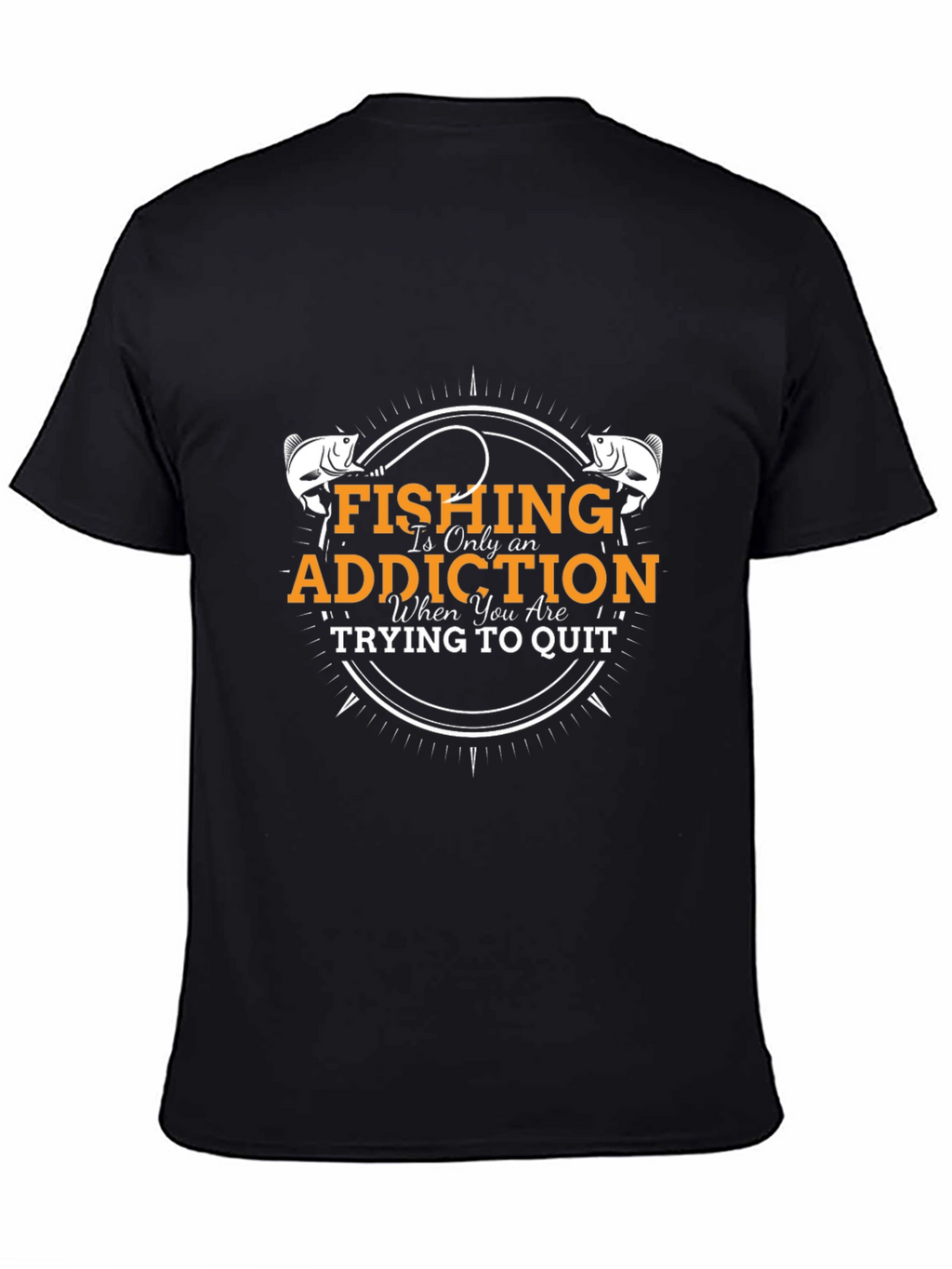 Fishing Addiction T-Shirt - Black Crew Neck