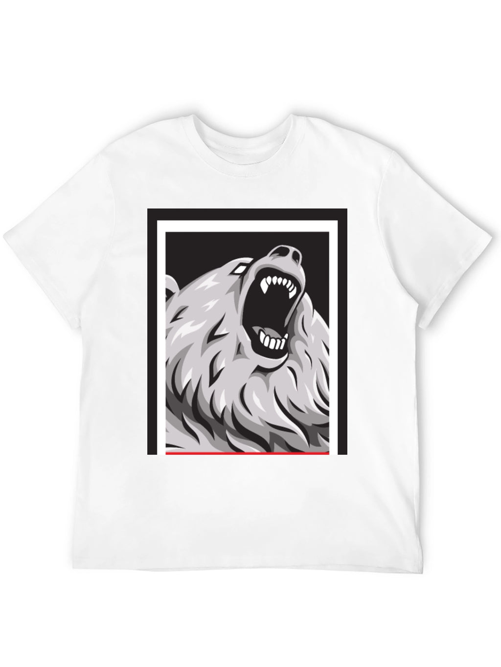 Bear Graphic Print Black Tee