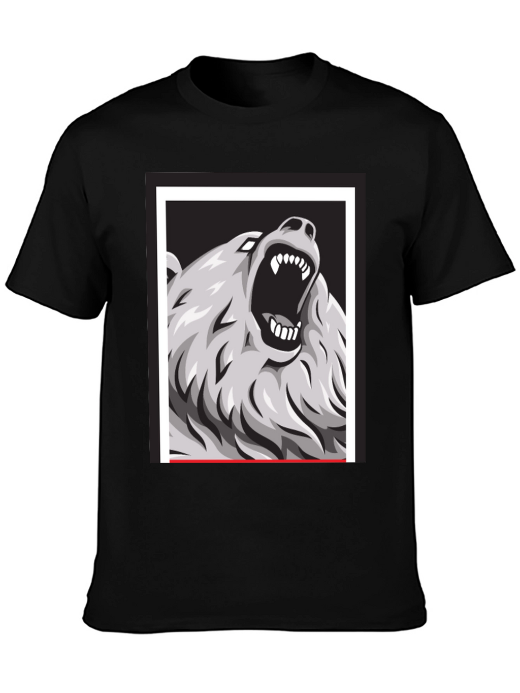 Bear Graphic Print Black Tee