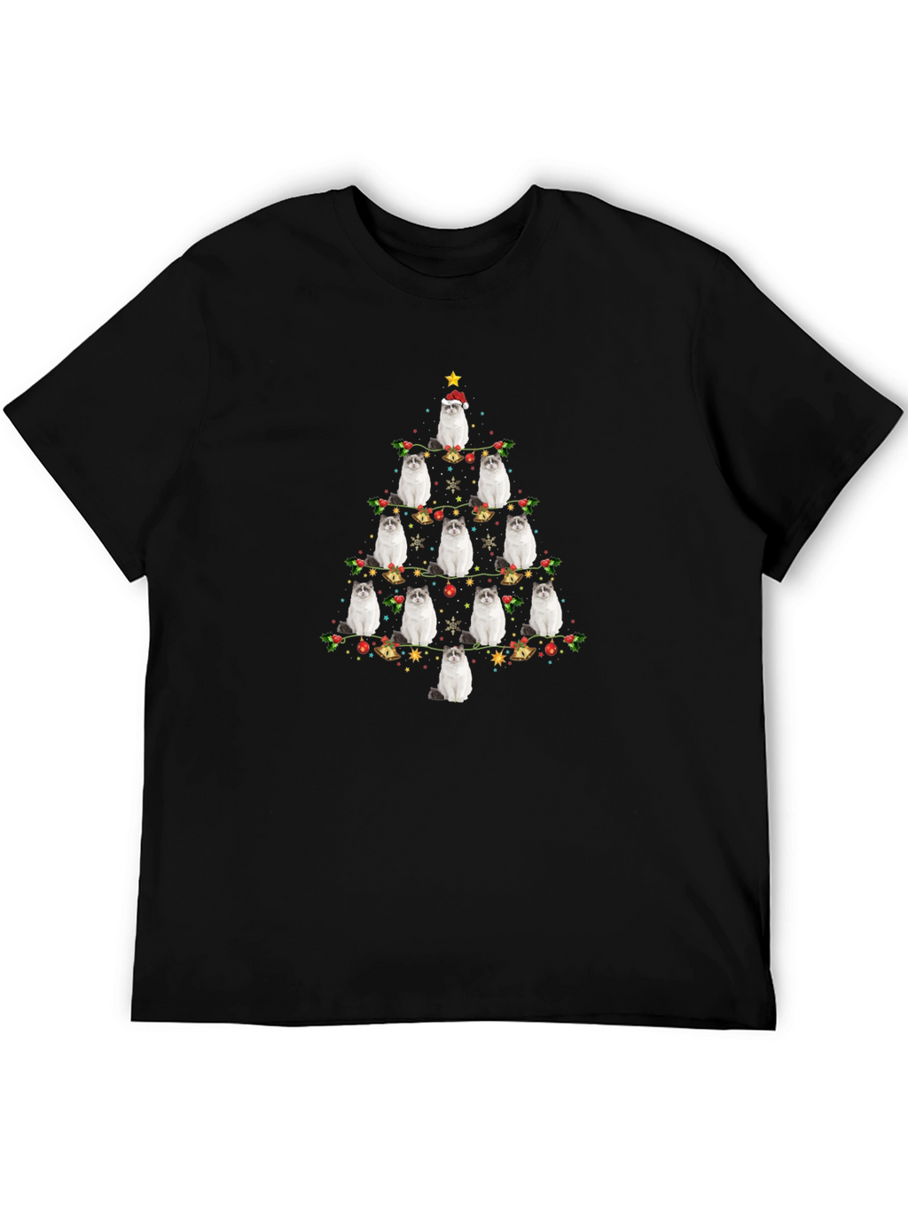 Festive Cat Christmas Tree Graphic Tee