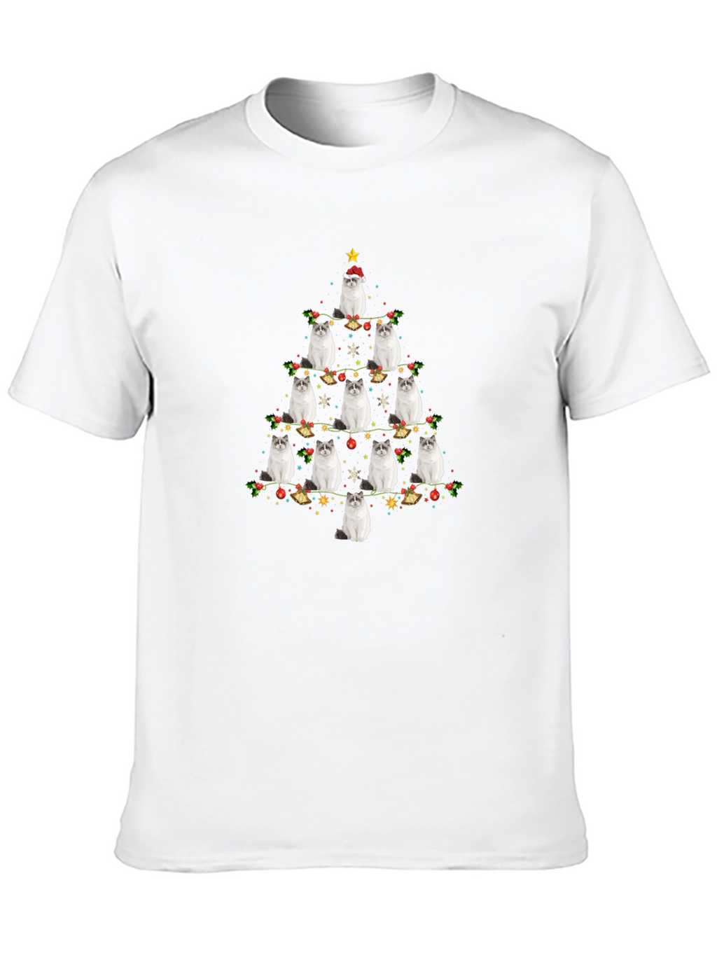 Festive Cat Christmas Tree Graphic Tee
