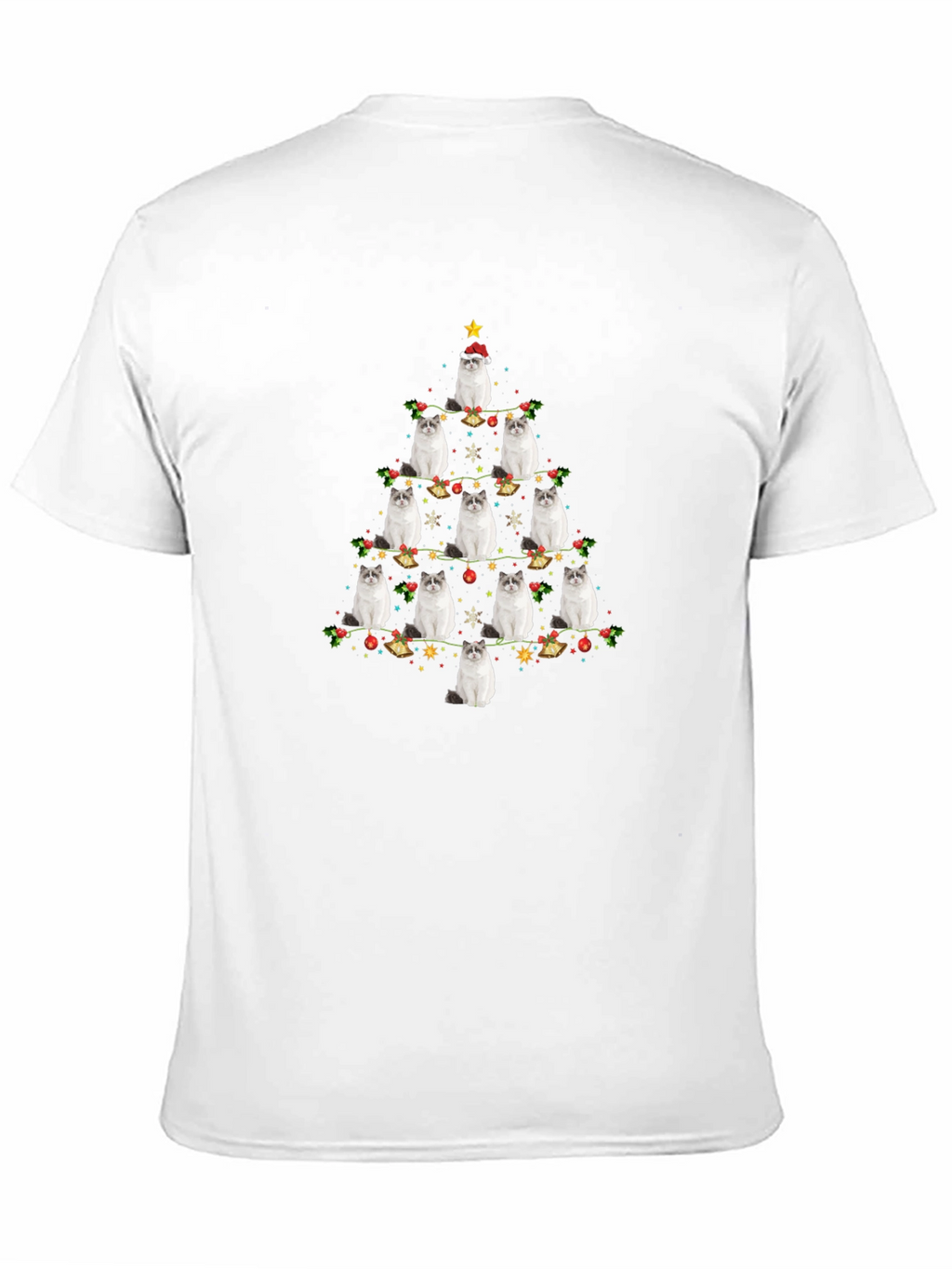 Festive Cat Christmas Tree Graphic Tee