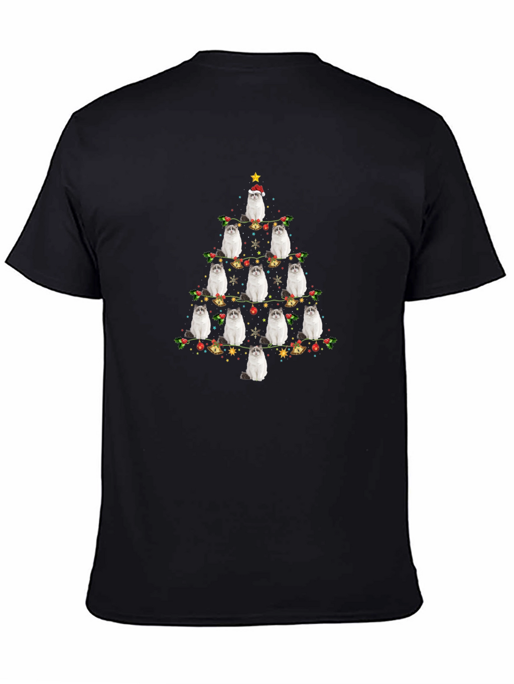 Festive Cat Christmas Tree Graphic Tee