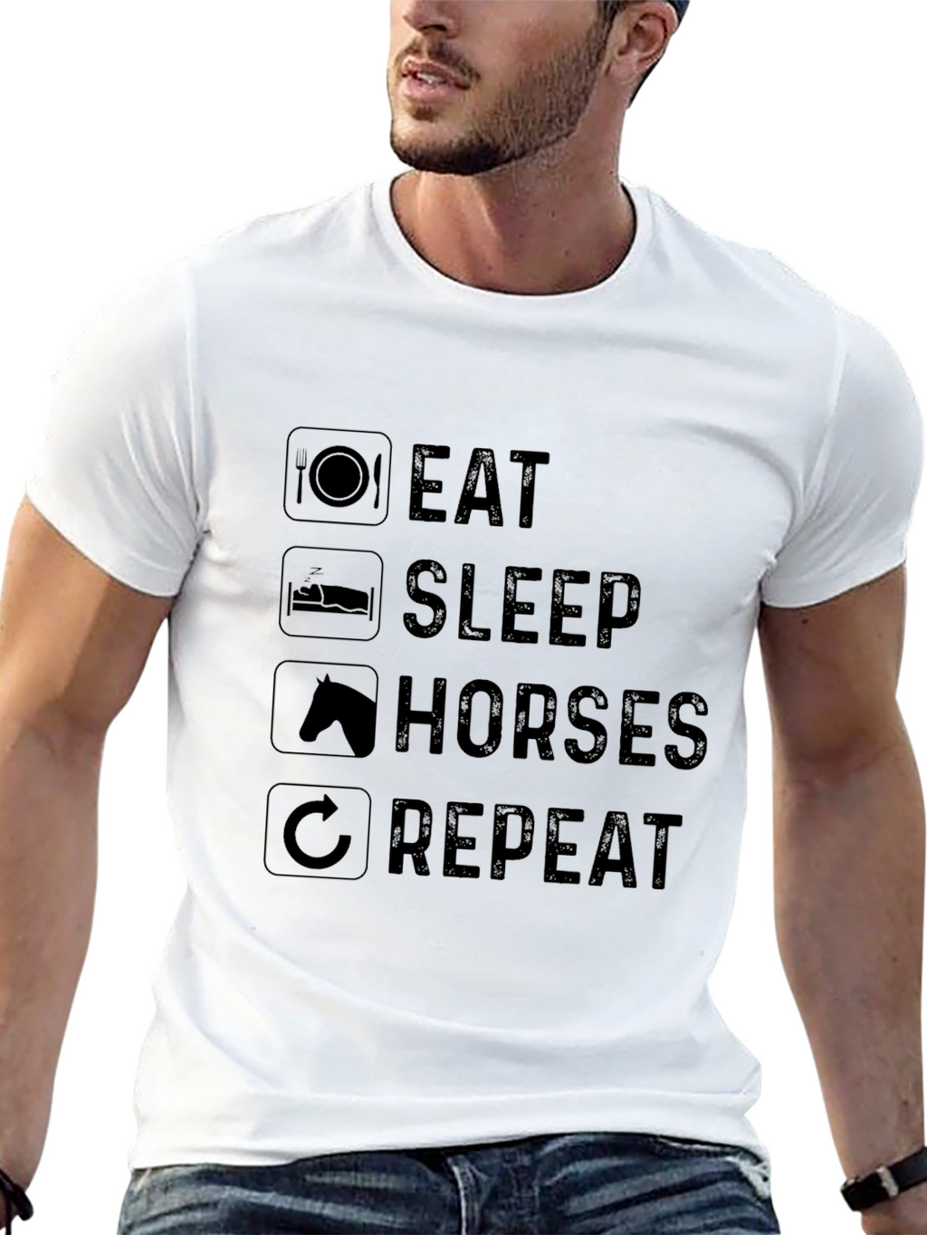 Eat Sleep Horses Repeat Graphic Tee