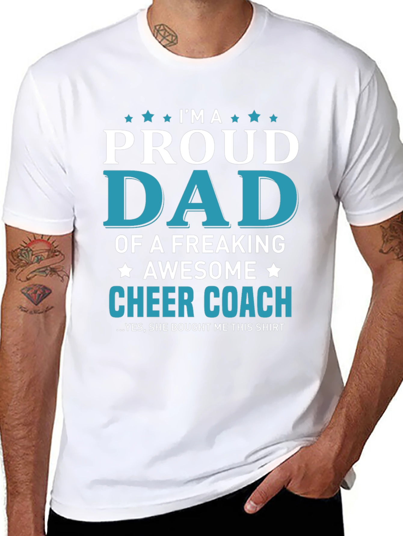 Proud Cheer Coach Dad Graphic T-Shirt