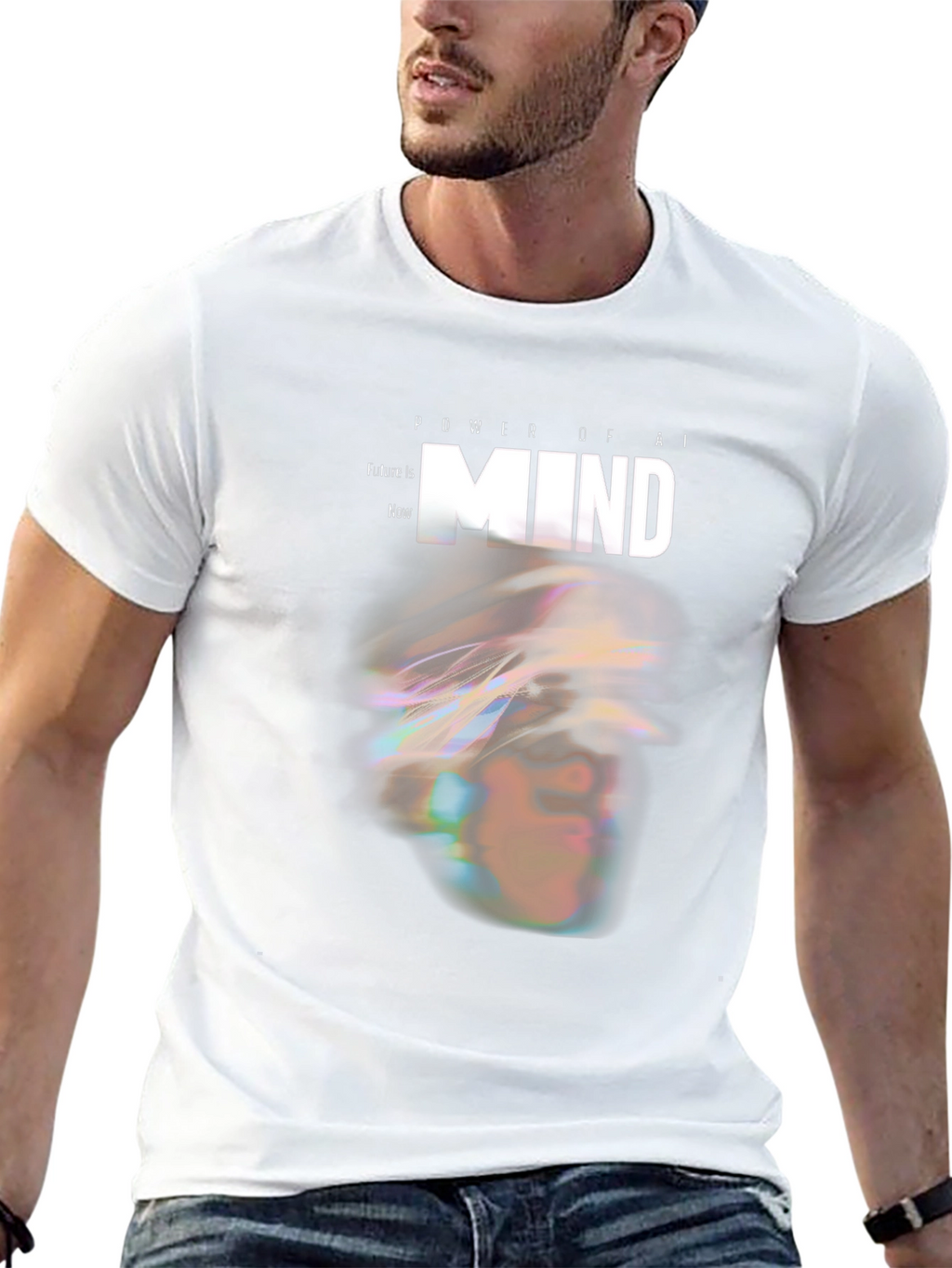 AI Mind Power Graphic Tee - Modern Futuristic Design