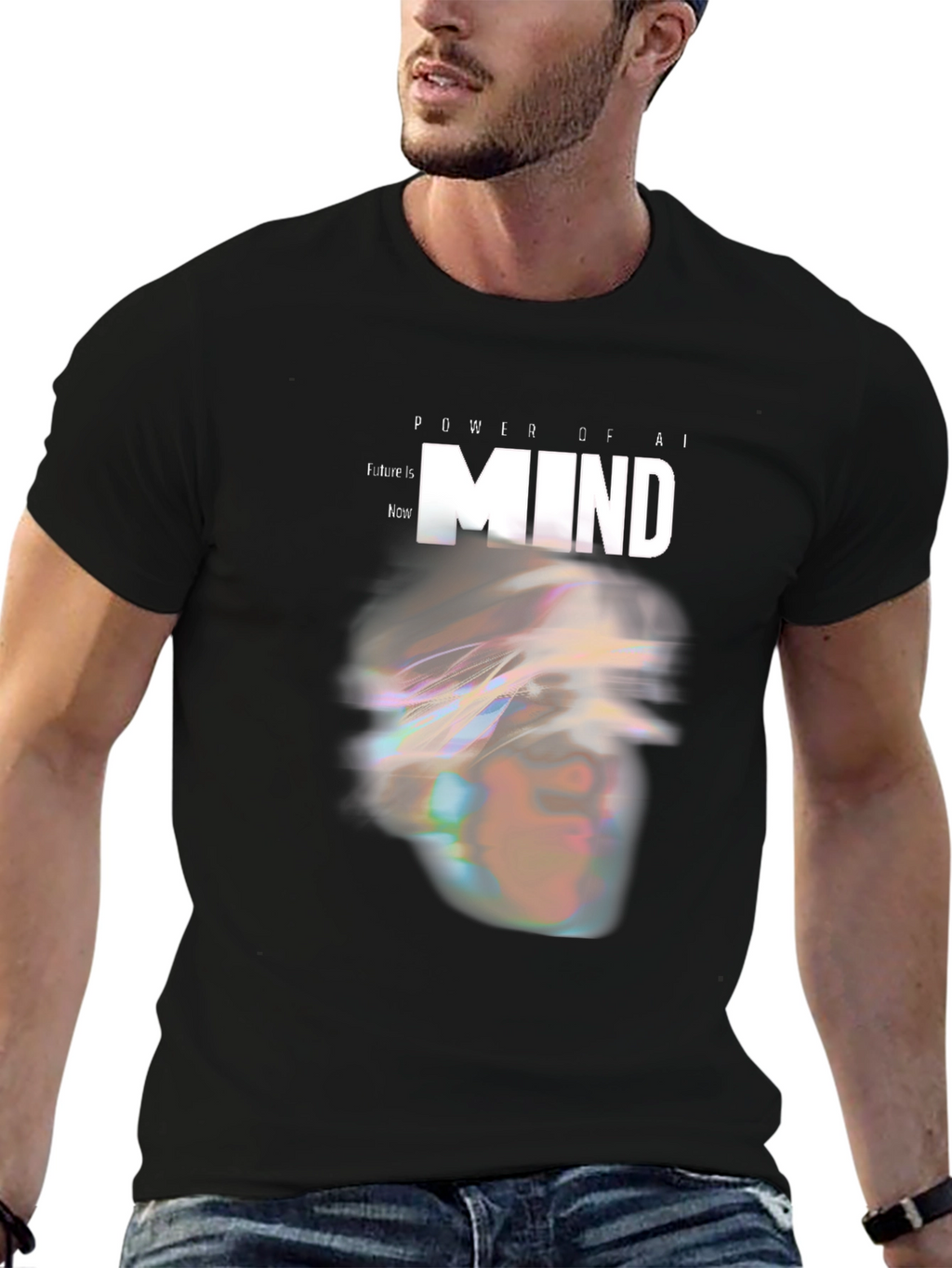 AI Mind Power Graphic Tee - Modern Futuristic Design