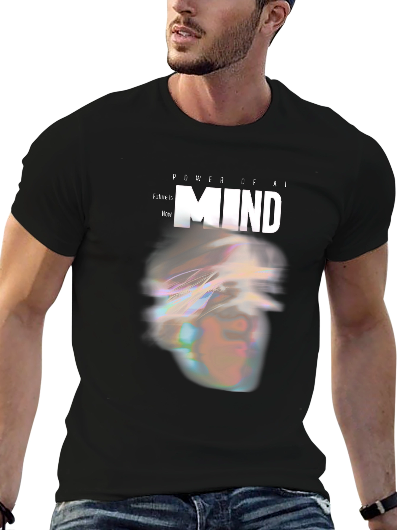 AI Mind Power Graphic Tee - Modern Futuristic Design