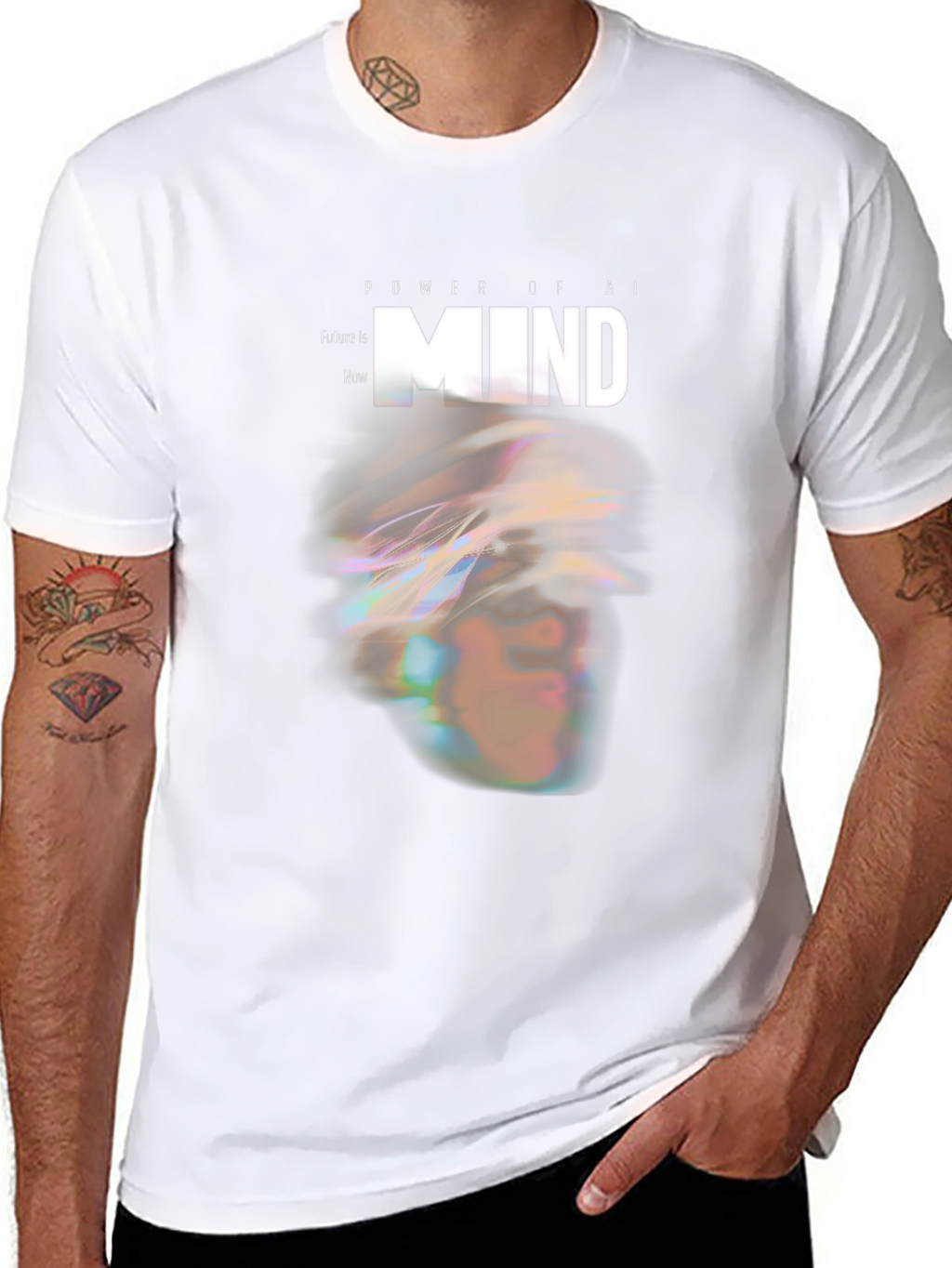 AI Mind Power Graphic Tee - Modern Futuristic Design