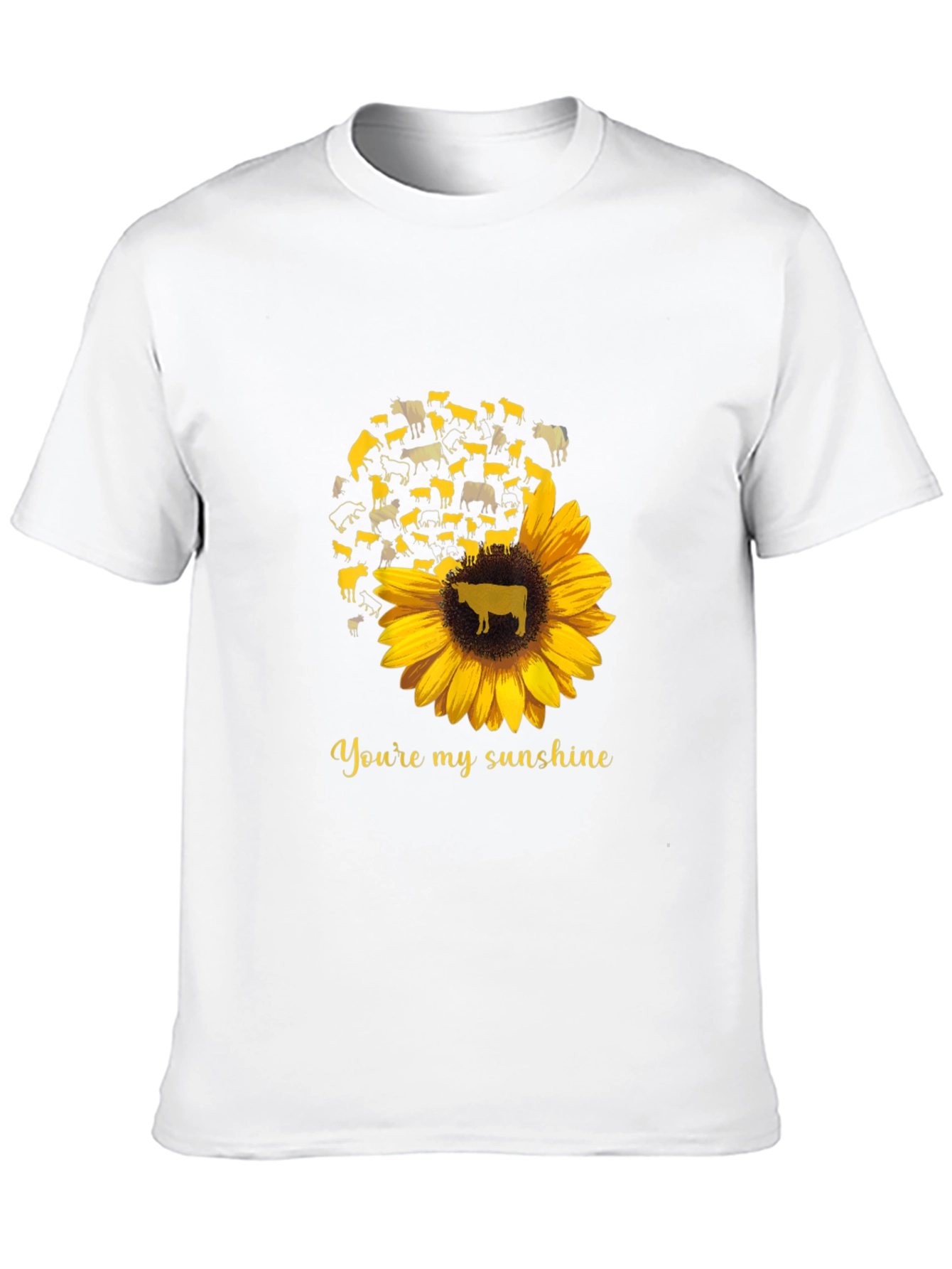 Cow Sunflower Graphic T-Shirt - Youre My Sunshine