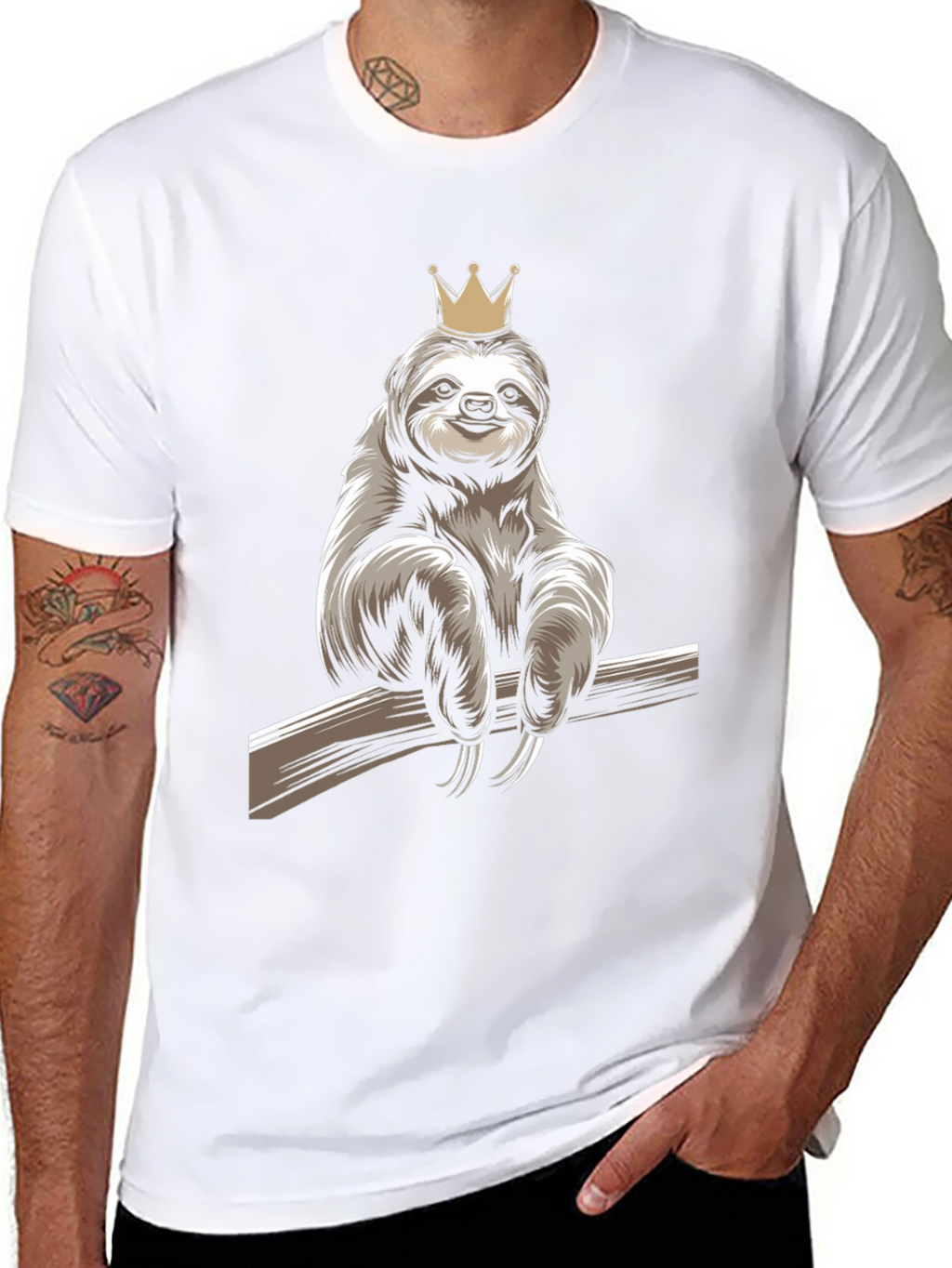 Sloth King Graphic T-Shirt - Relaxed Casual Wear