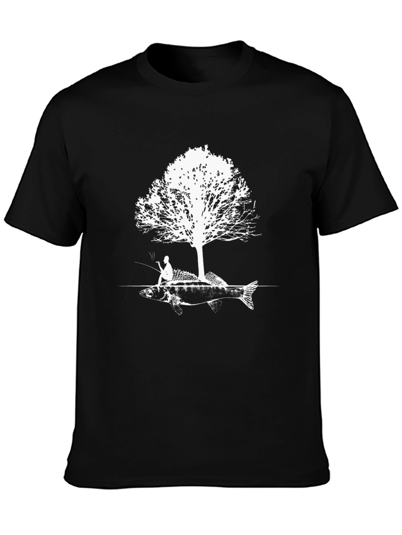 Fishing Tee: Fisherman Tree Fish Graphic T-Shirt
