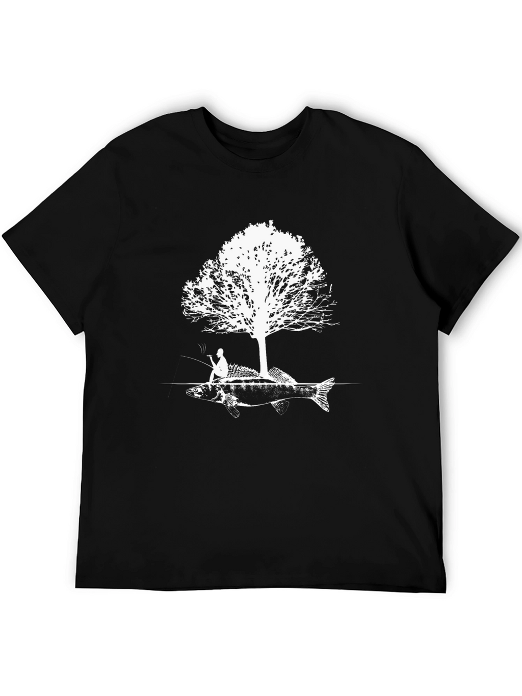 Fishing Tee: Fisherman Tree Fish Graphic T-Shirt