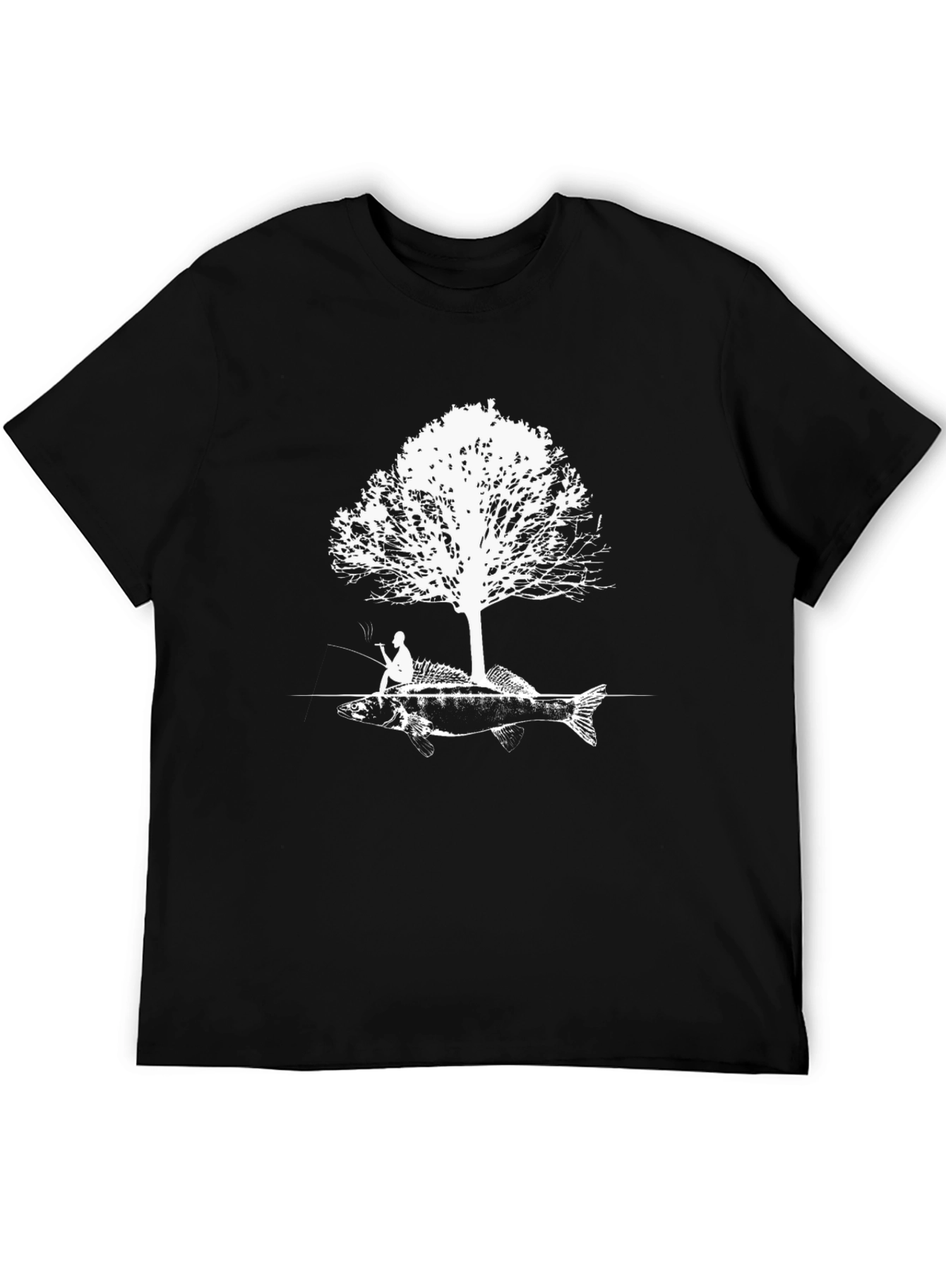 Fishing Tee: Fisherman Tree Fish Graphic T-Shirt