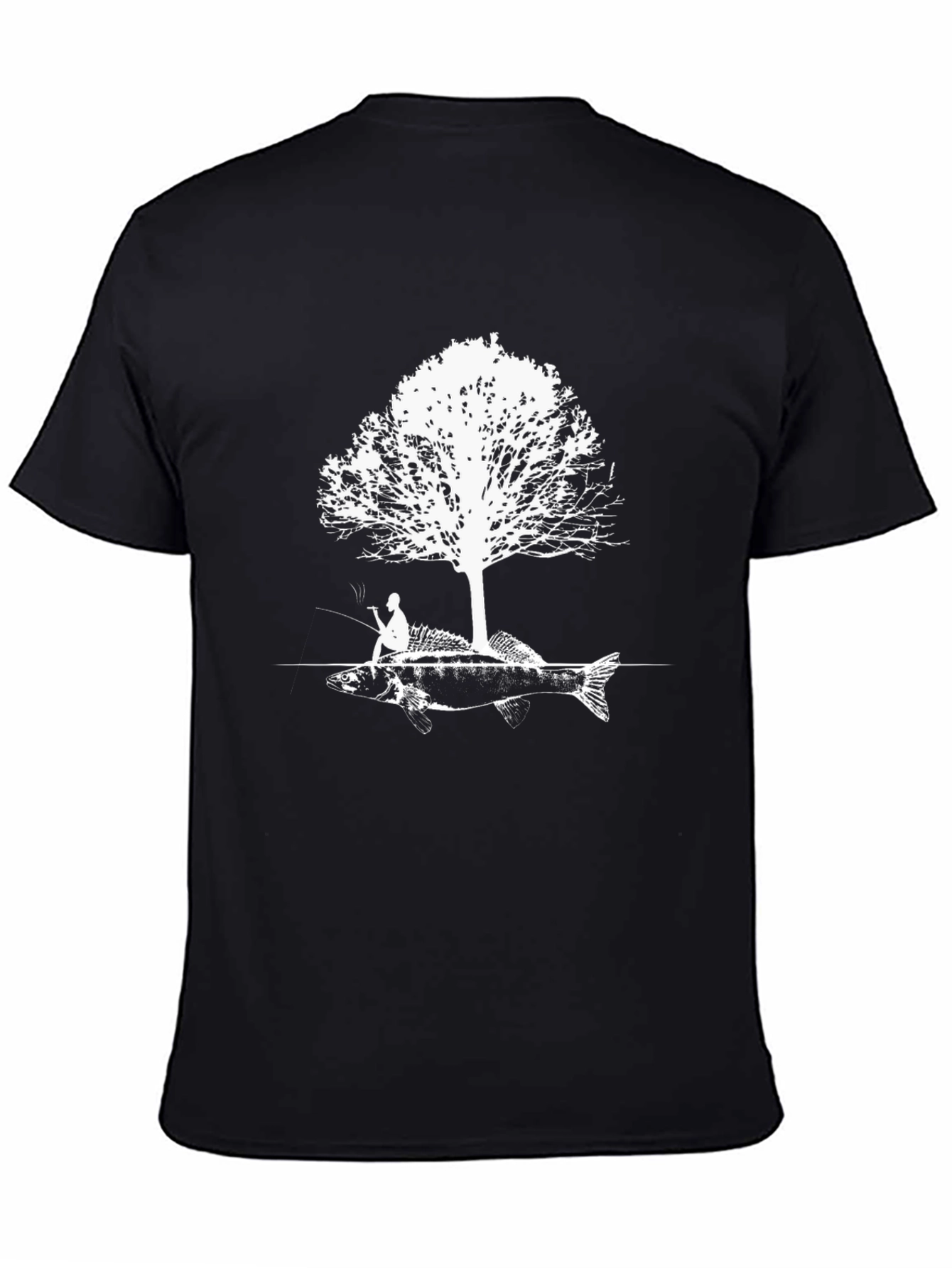 Fishing Tee: Fisherman Tree Fish Graphic T-Shirt