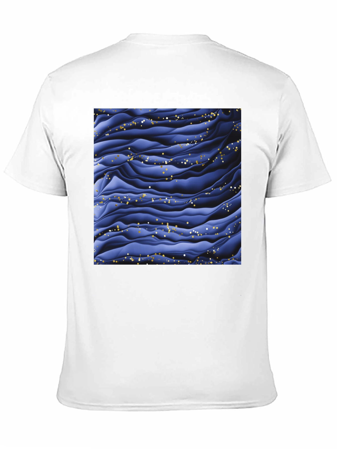 Stylish Black T-Shirt with Abstract Blue Wave Design