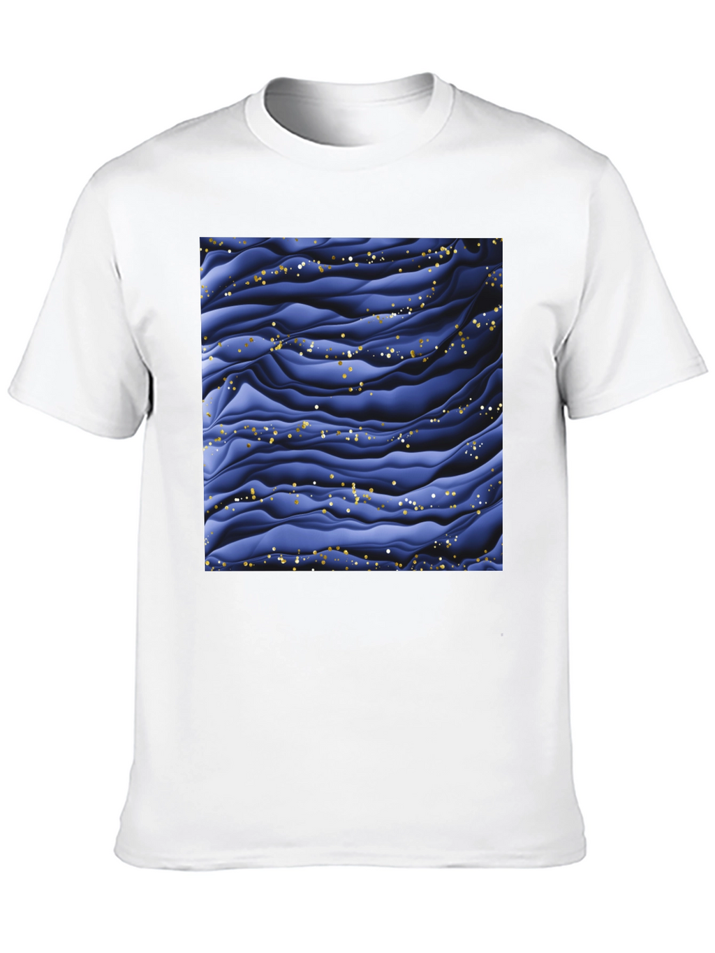 Stylish Black T-Shirt with Abstract Blue Wave Design