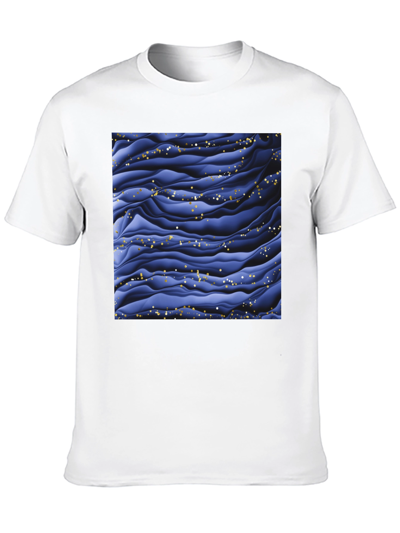 Stylish Black T-Shirt with Abstract Blue Wave Design