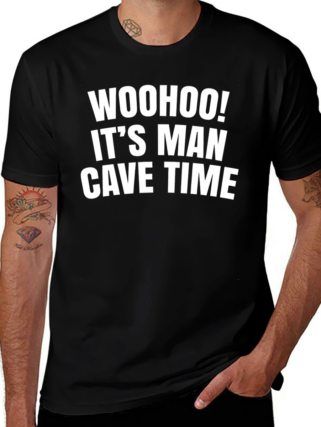Man Cave Time T-Shirt - Black Graphic Tee