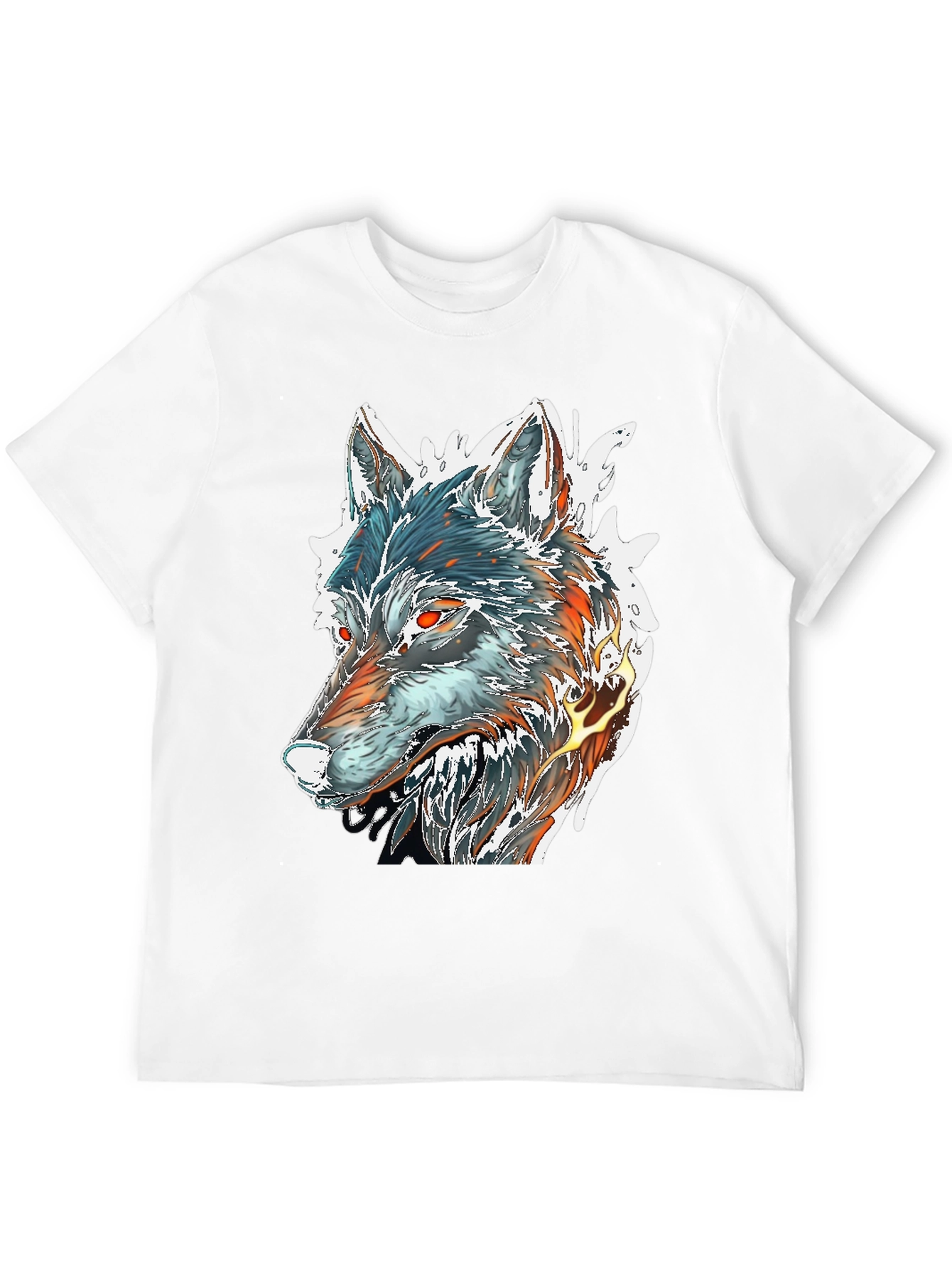 Fiery Wolf Graphic Tee - Black