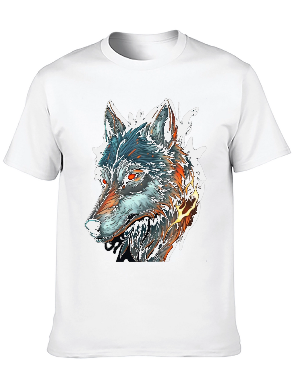 Fiery Wolf Graphic Tee - Black