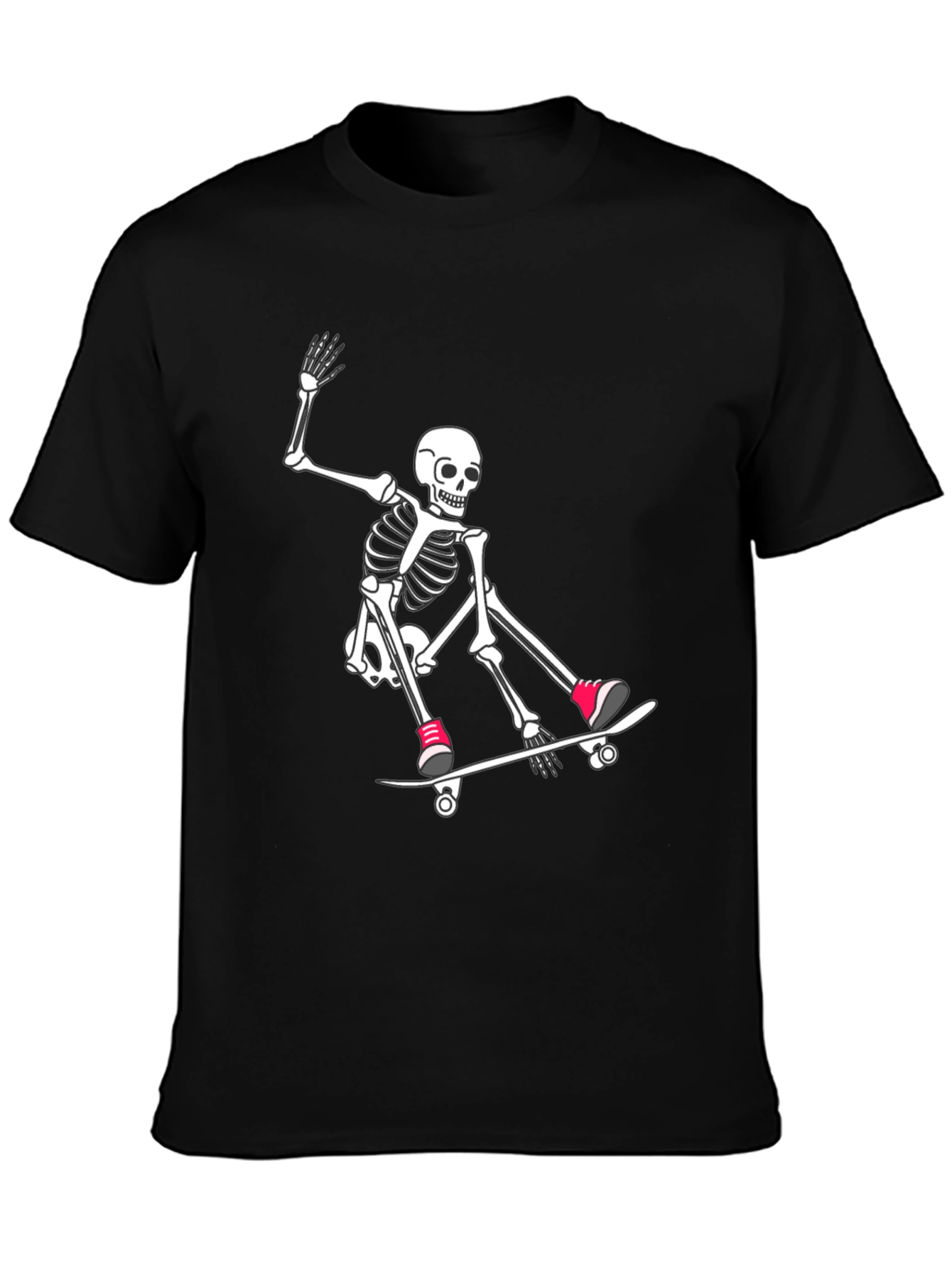 Skateboarding Skeleton Graphic Tee - Black T-Shirt