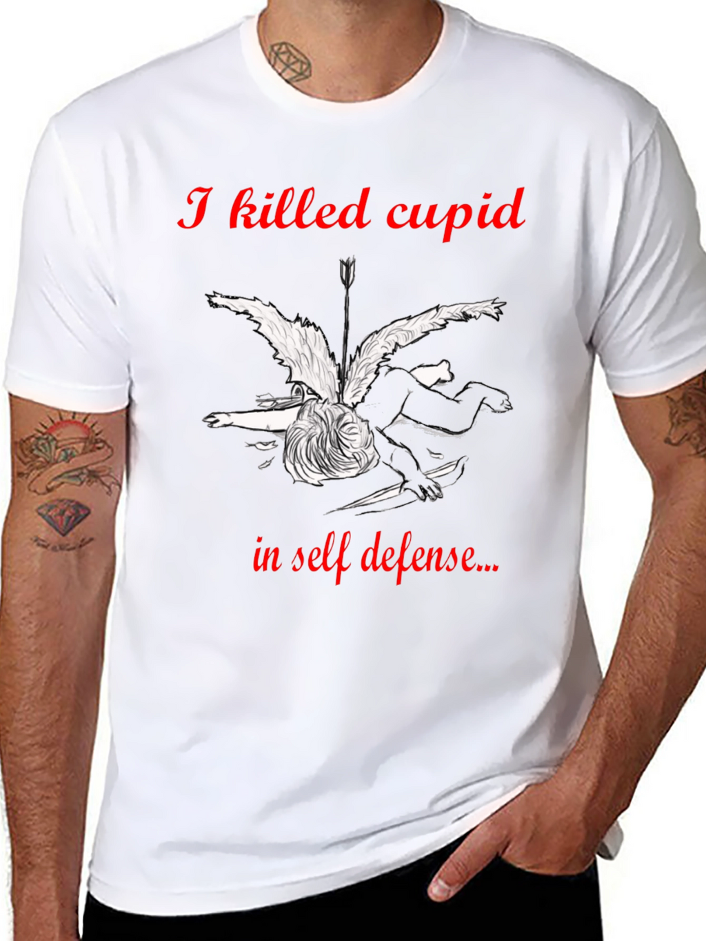 I Killed Cupid in Self-Defense Graphic T-Shirt