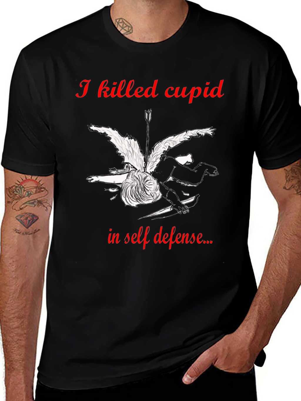 I Killed Cupid in Self-Defense Graphic T-Shirt