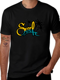 Surf Palm Tree Graphic Black Tee