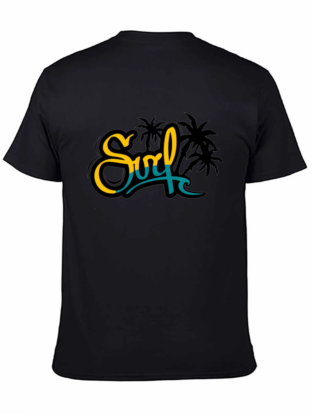 Surf Palm Tree Graphic Black Tee