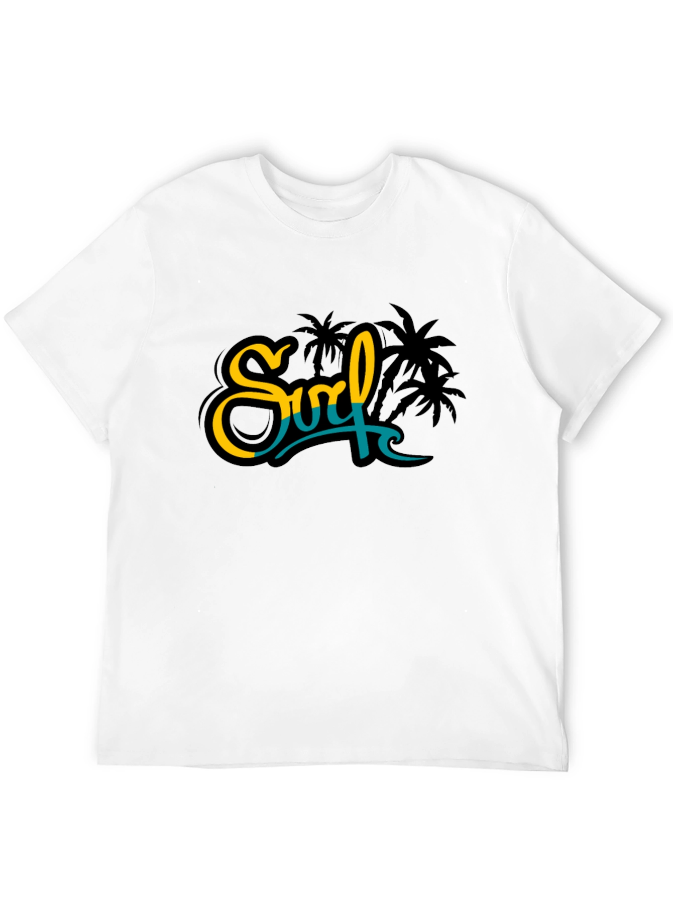 Surf Palm Tree Graphic Black Tee