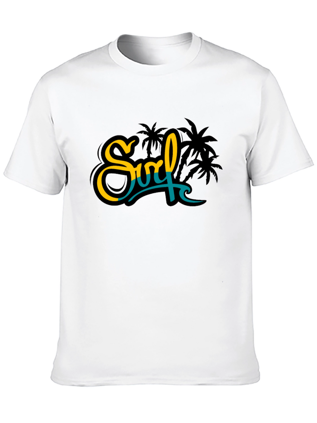 Surf Palm Tree Graphic Black Tee