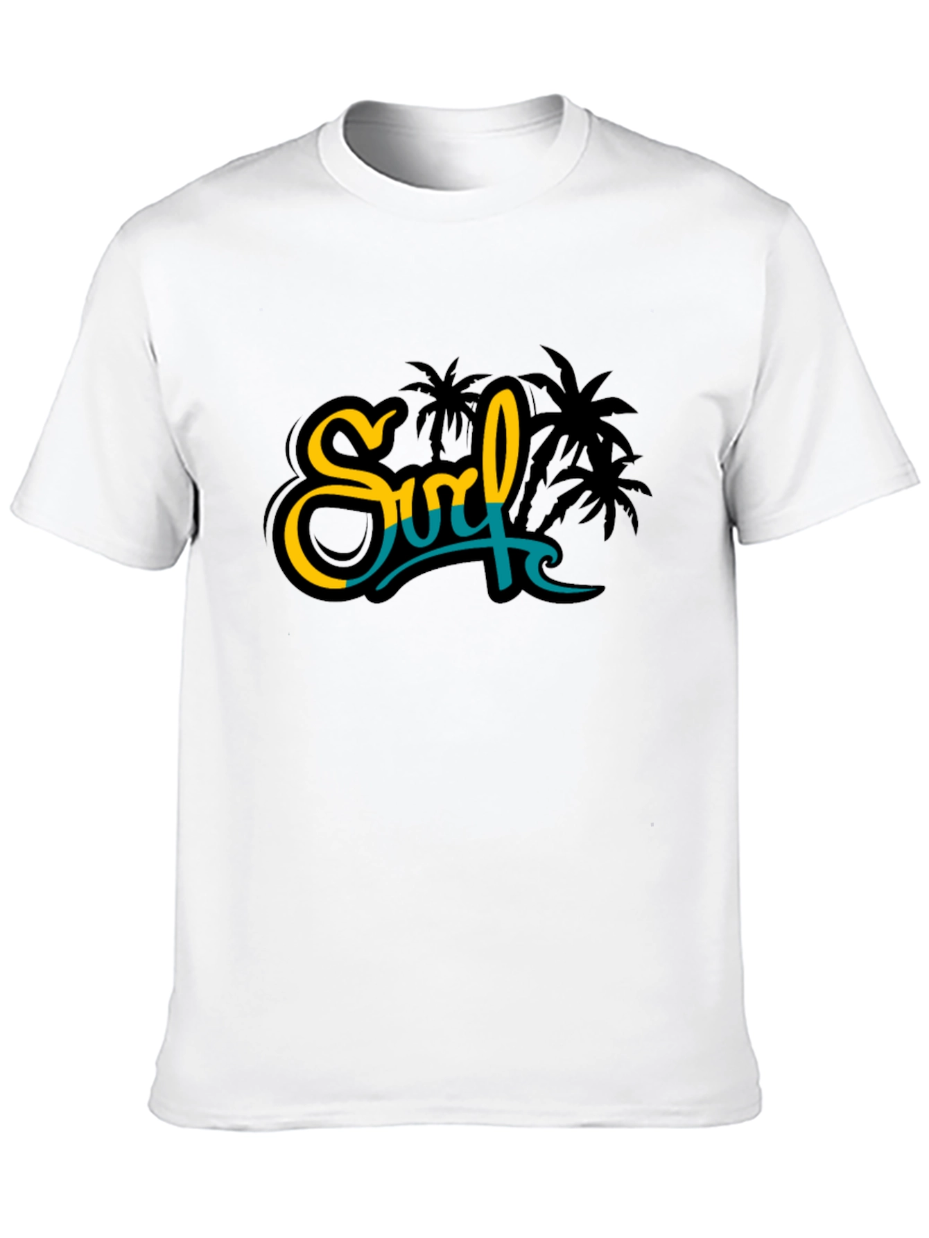 Surf Palm Tree Graphic Black Tee