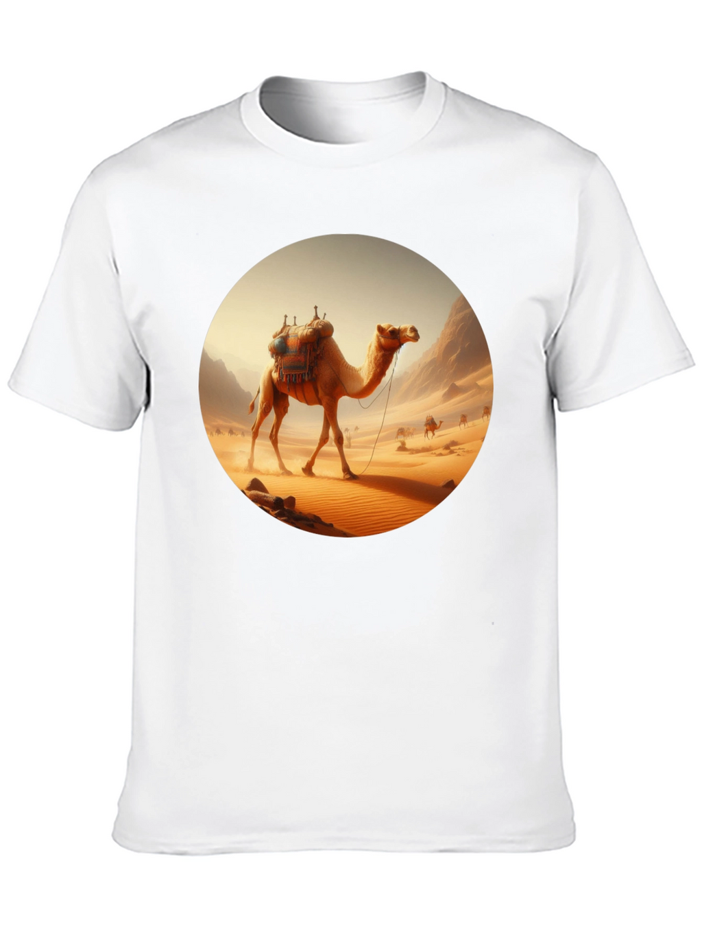 Camel Desert Scene Black T-Shirt