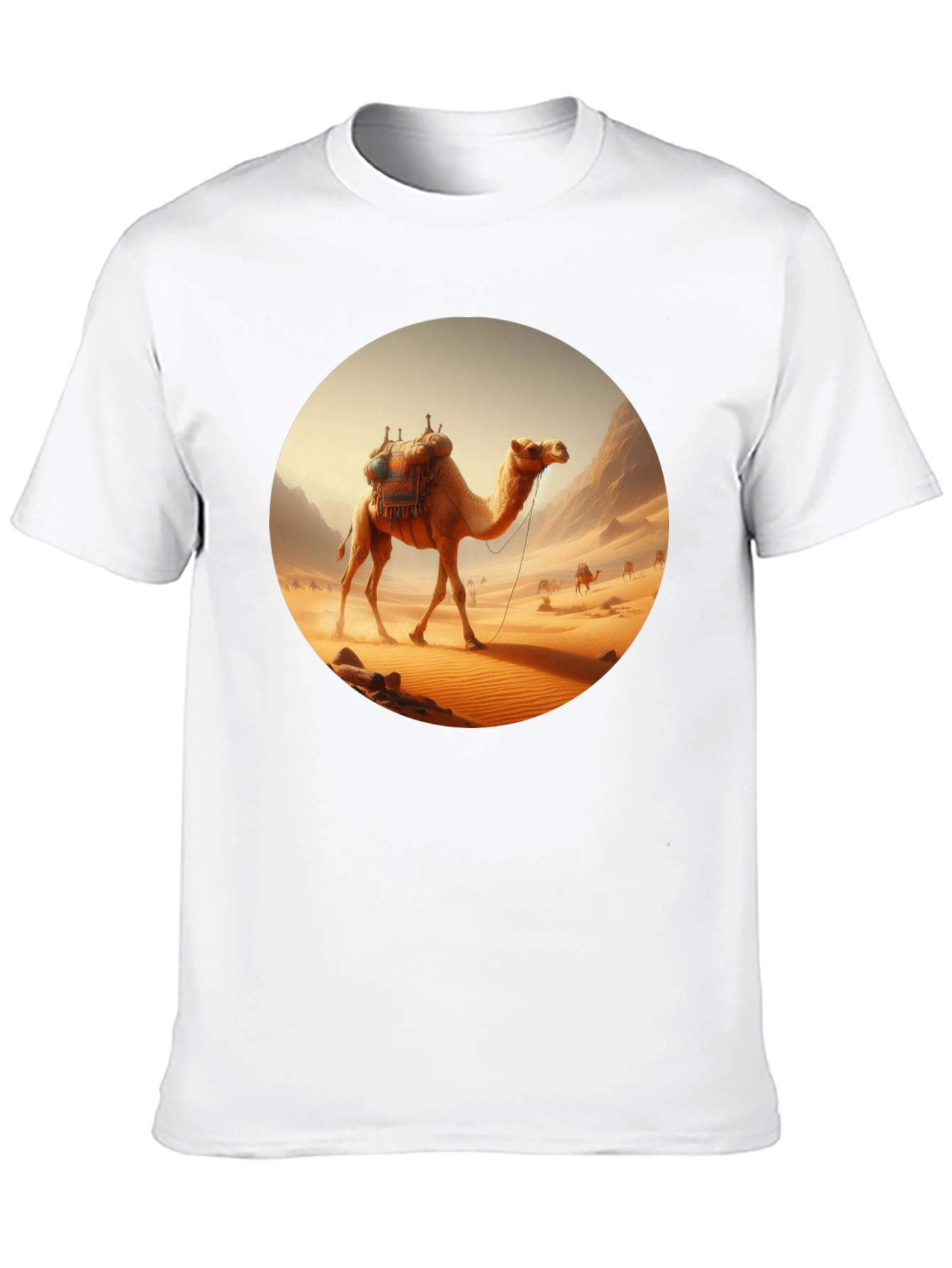 Camel Desert Scene Black T-Shirt