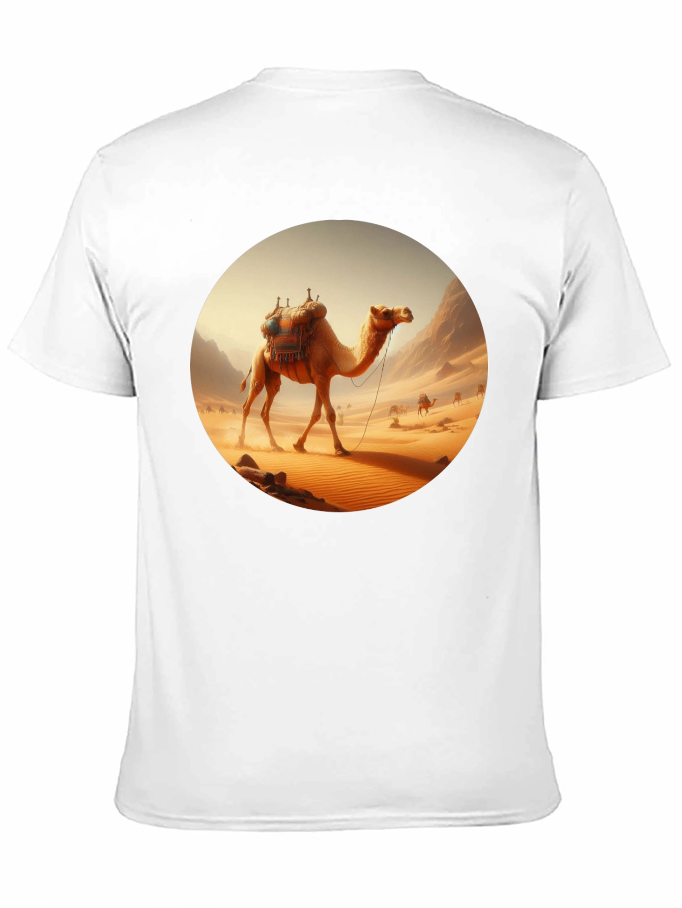 Camel Desert Scene Black T-Shirt